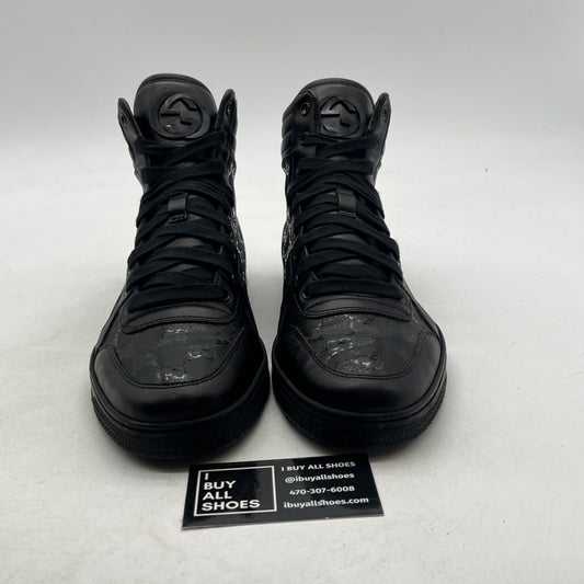 Size 7.5G - Gucci Black GG Monogram High Top Made In Italy,