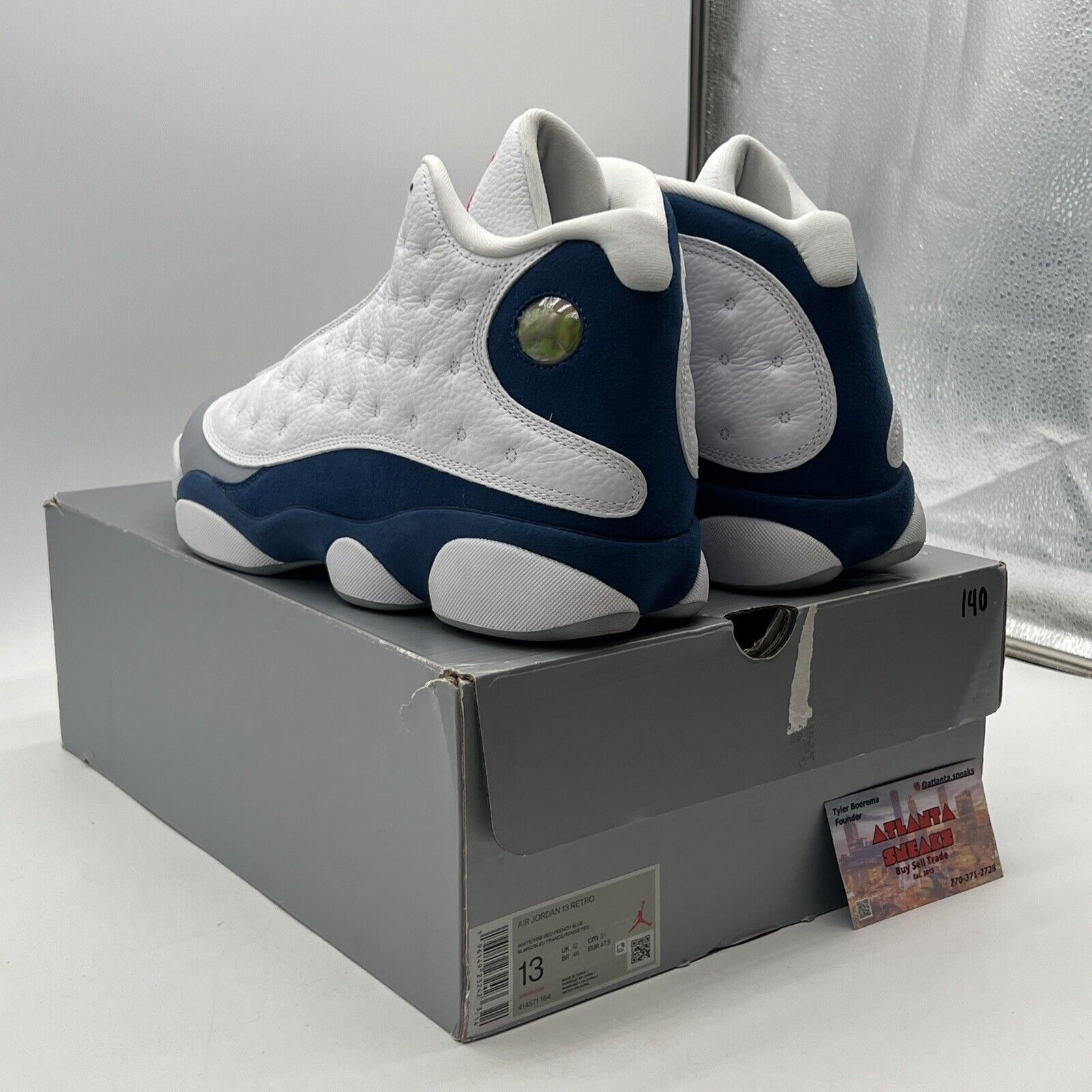 Size 13 - Jordan 13 Retro Mid French Blue White Grey Suede Leather (414571-164)