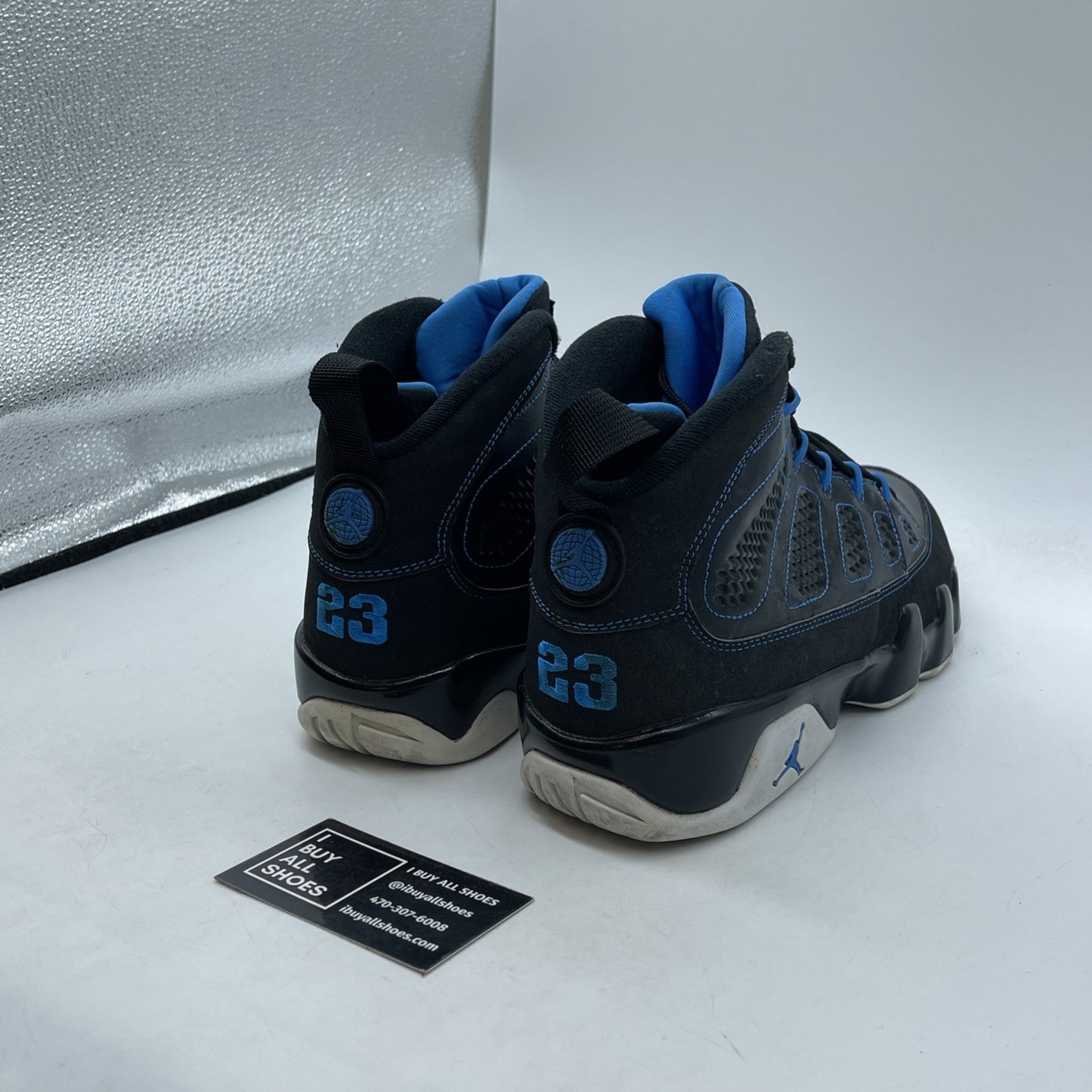 Size 9 - Air Jordan 9 Retro Photo Blue Black Leather (302370-007)