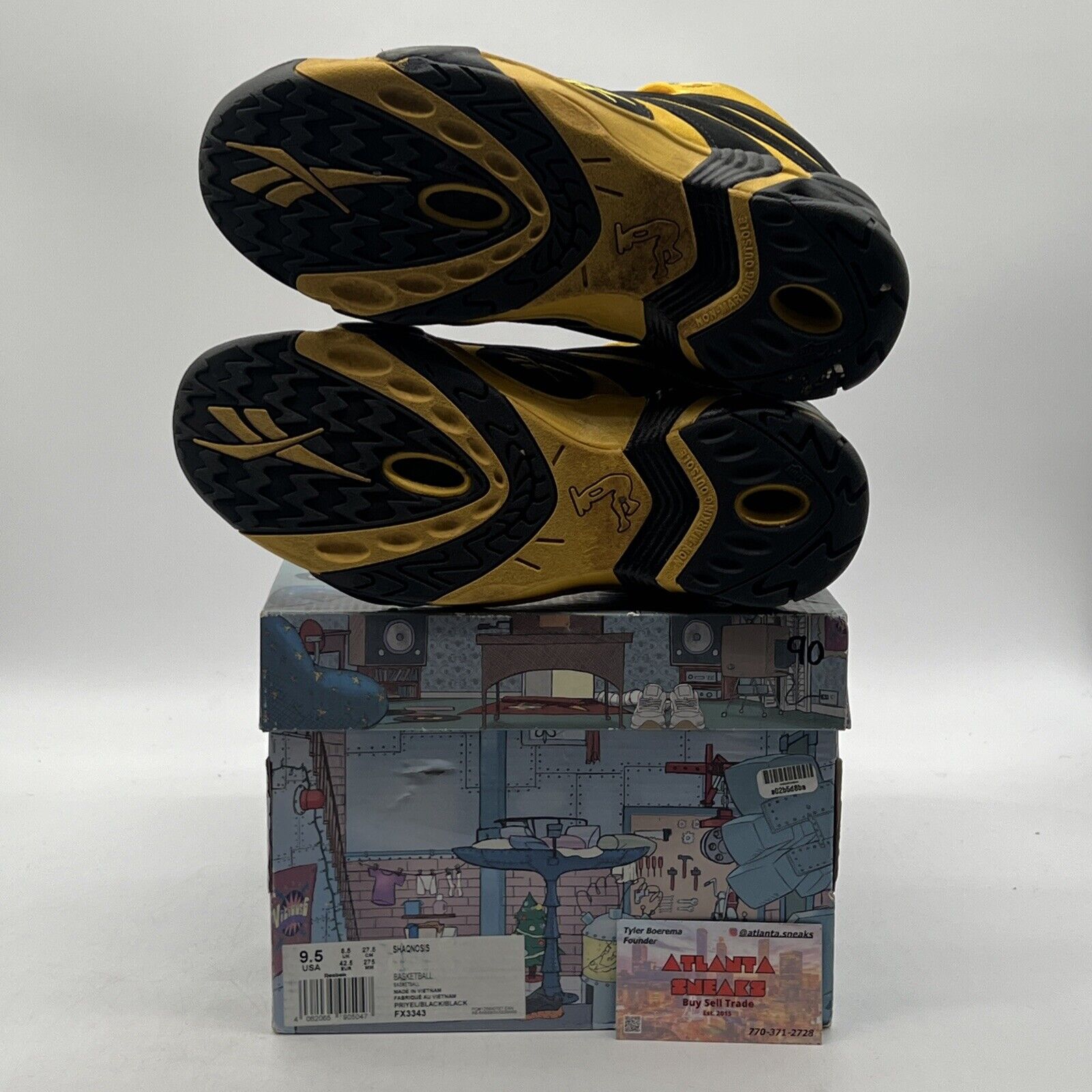 Size 9.5 - Reebok Shaqnosis Shaq Fu Black Yellow Suede Leather (FX3343)