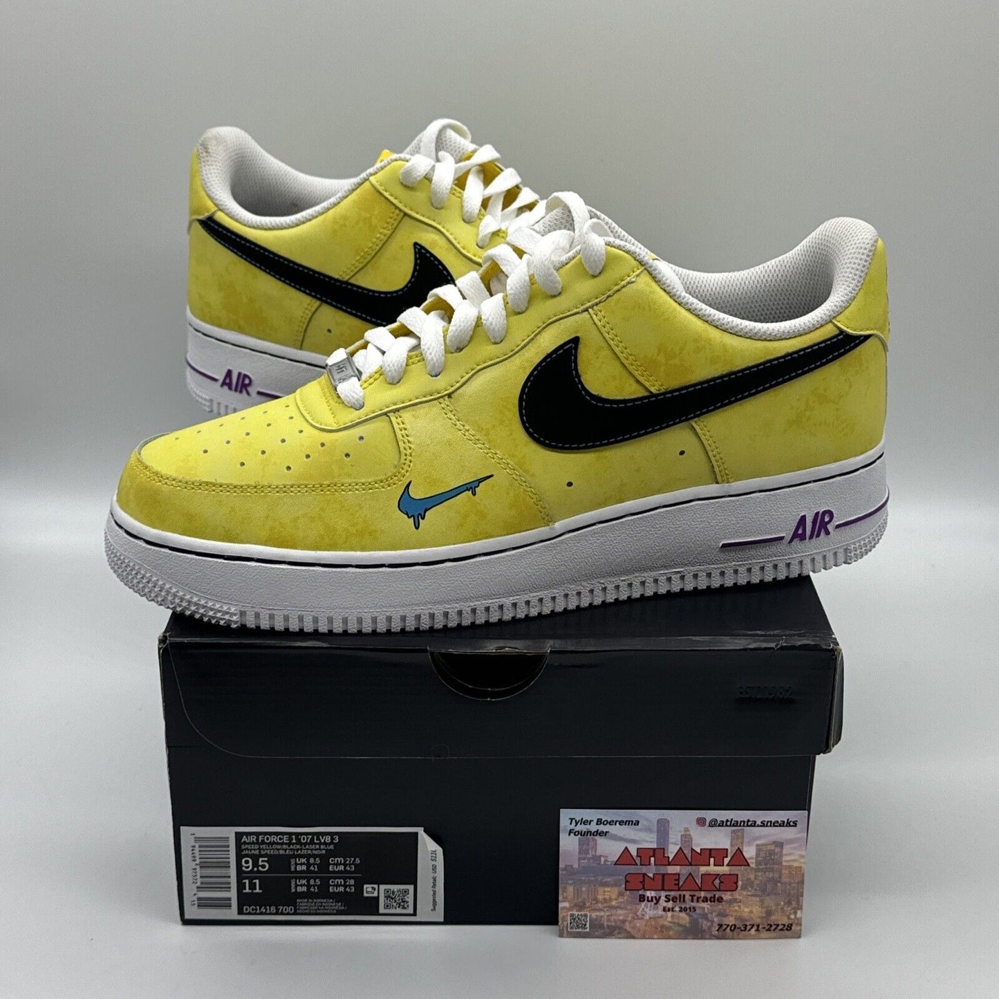 Size 9.5 - Nike Air Force 1 Peace, Love, and Basketball 2020 Yellow Black Blue B