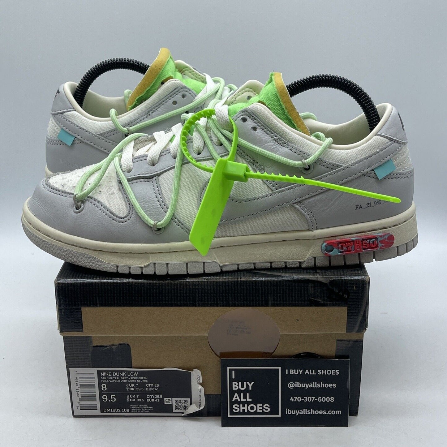 Size 8 - Nike Off-White x Dunk Low Lot 07 of 50 Grey White Suede (DM1602-108)