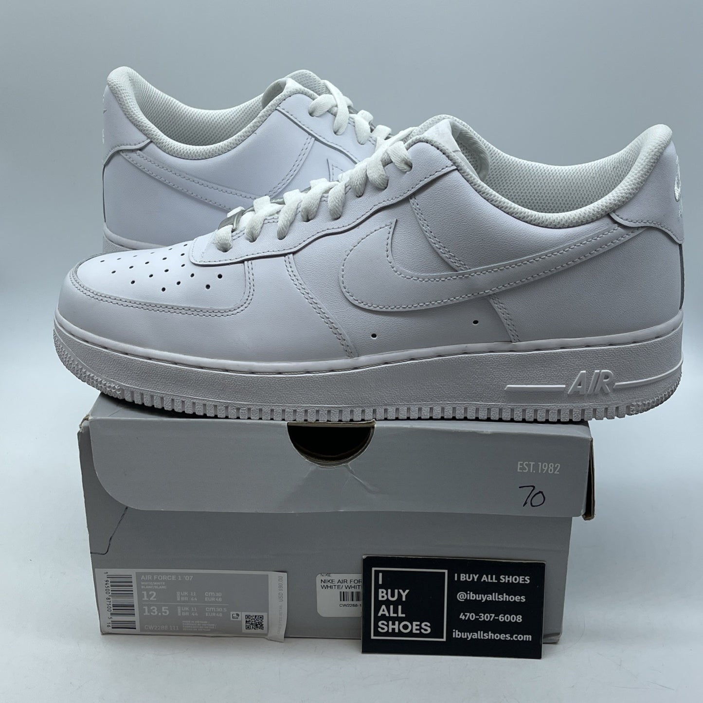 Size 12 - Nike Air Force 1 '07 Low Triple White Leather (CW2288-111)