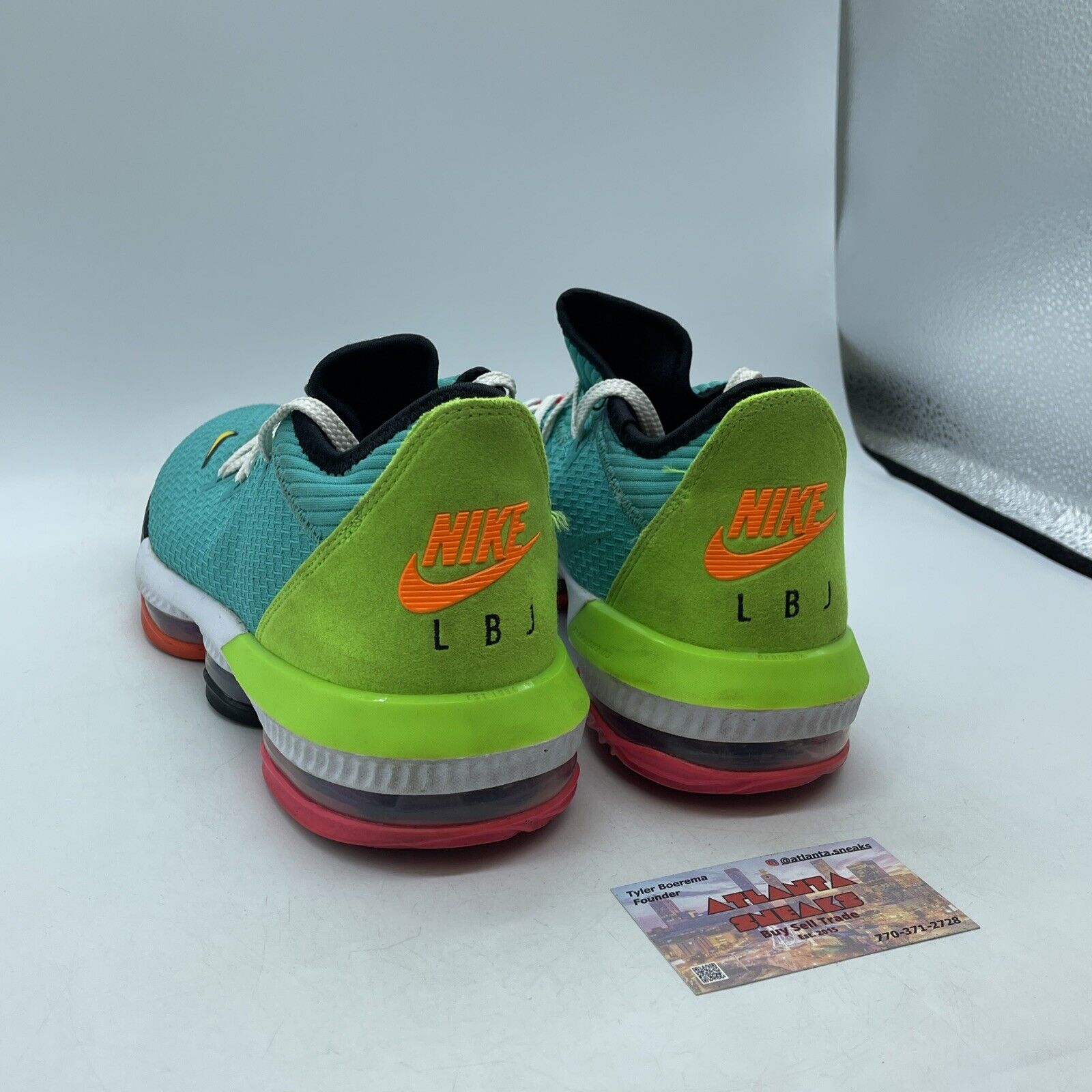 Size 9 - Nike LeBron 16 Low Air Max Trainer 2 Blue Green Suede (CI2668-301)