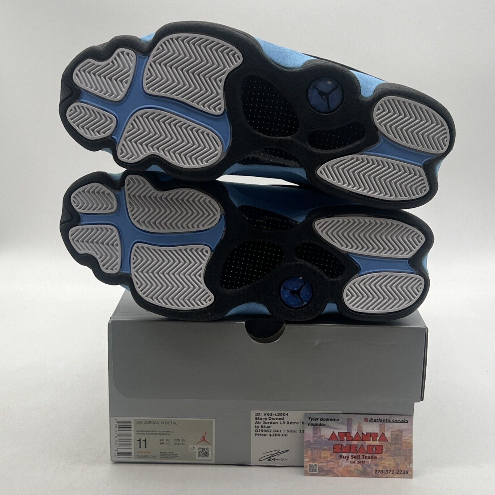 Size 11 - Jordan 13 Retro Mid Black University Blue Suede Leather (DJ5982-041)