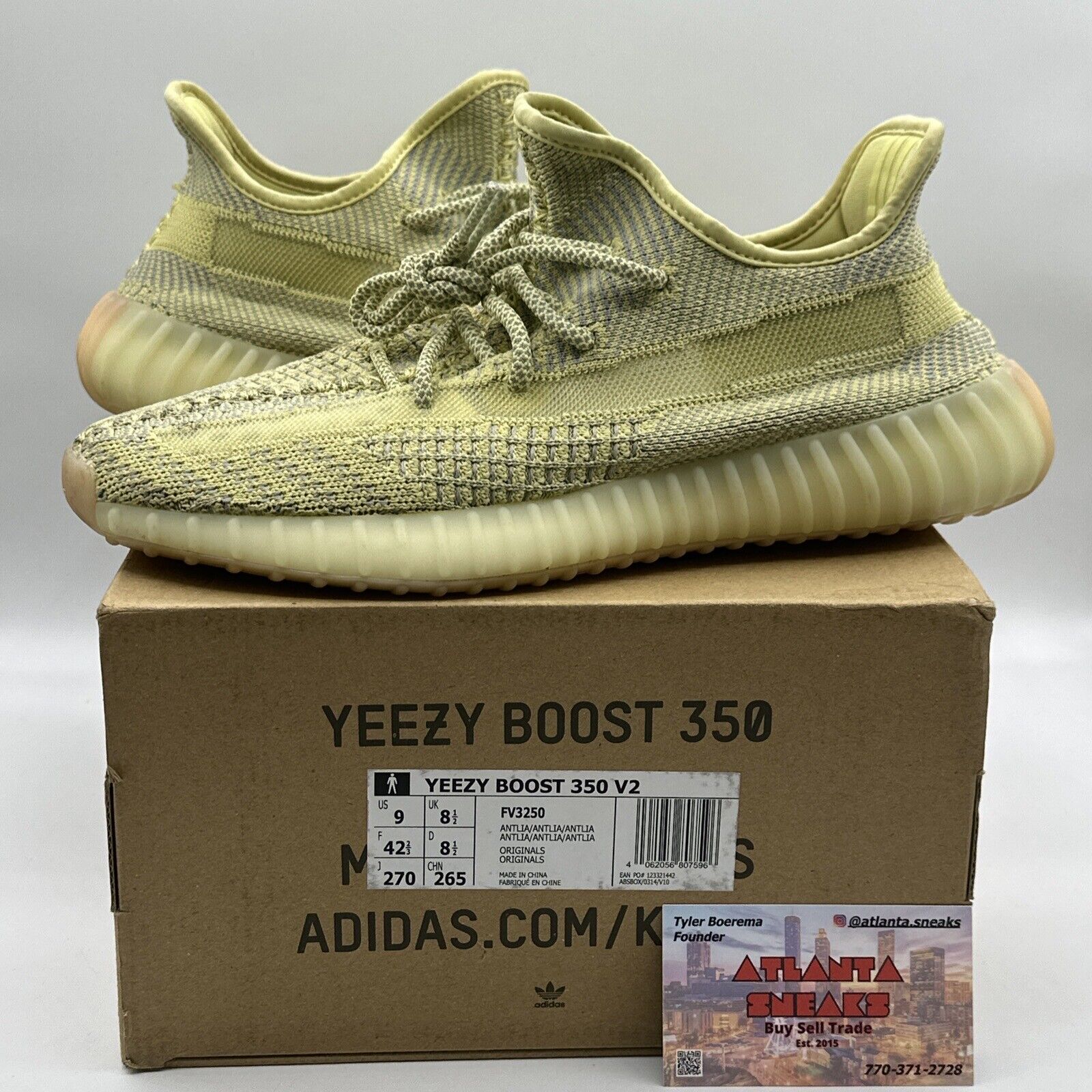 Size 9 - adidas Yeezy Boost 350 V2 Antlia Non-Reflective Yellow Grey Tint Comfy