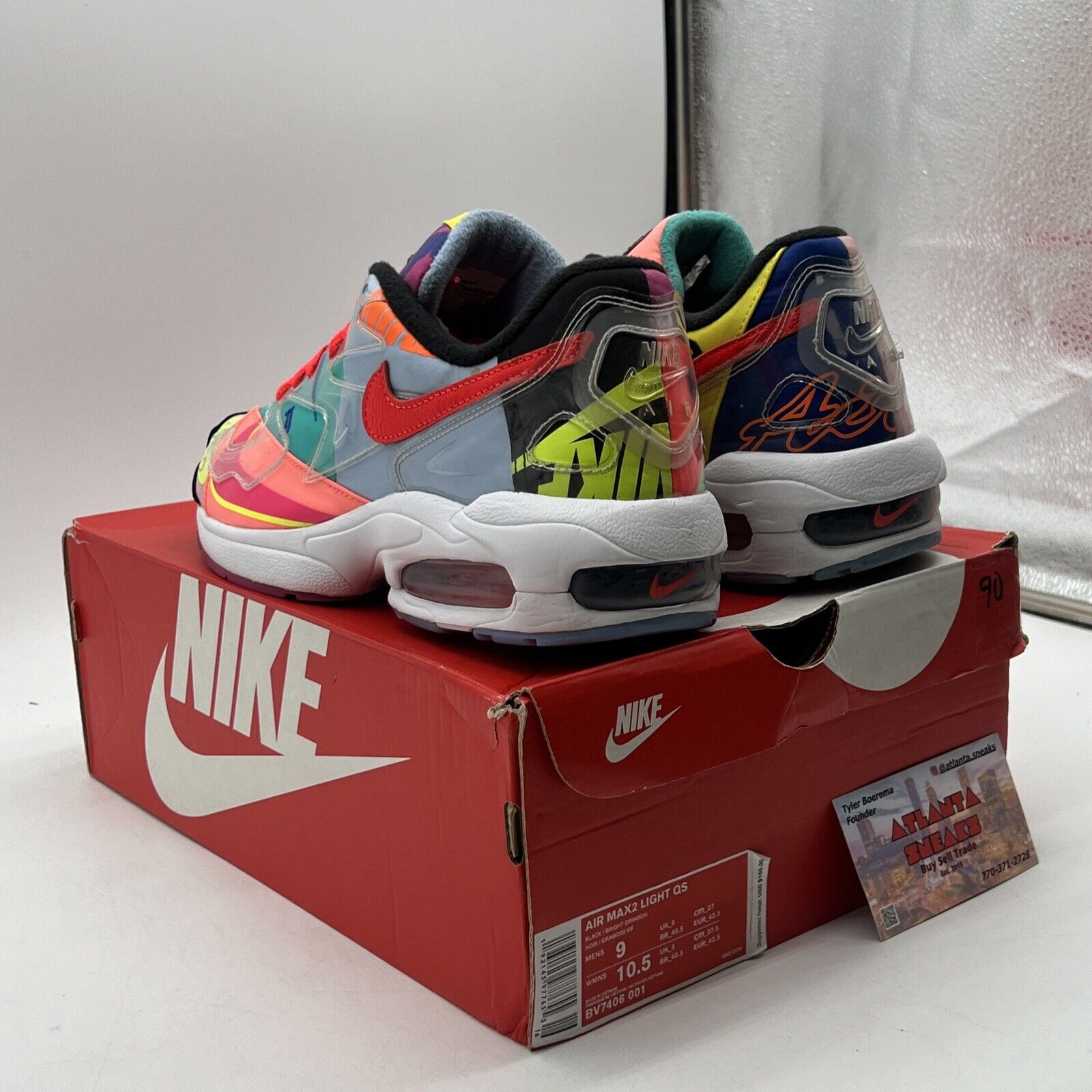 Size 9 - Nike Atmos x Air Max 2 Light QS Logos Yellow White (BV7406-001)