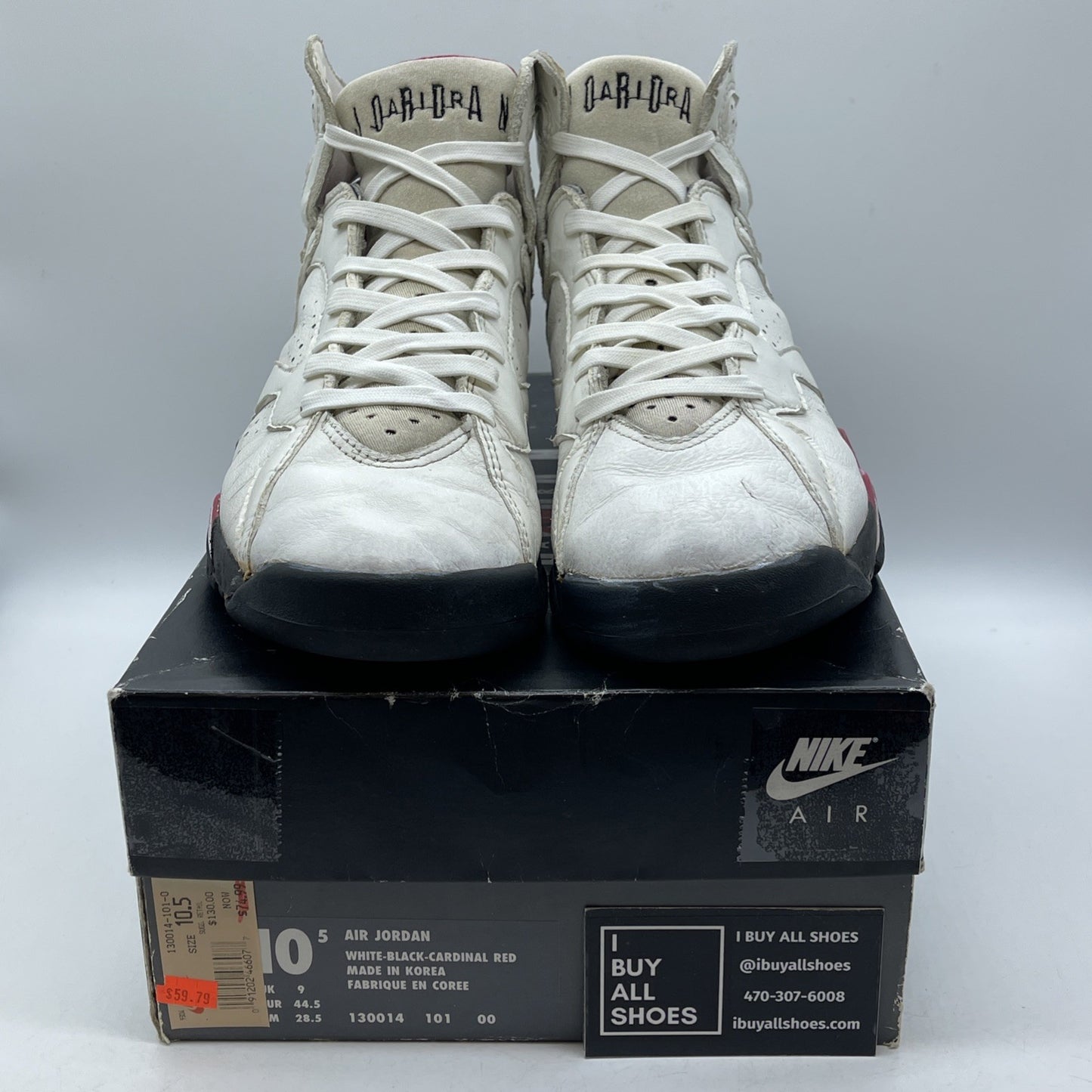 Size 10.5 - Air Jordan 7 OG 1992 Cardinal White Gold Leather (130014-101)