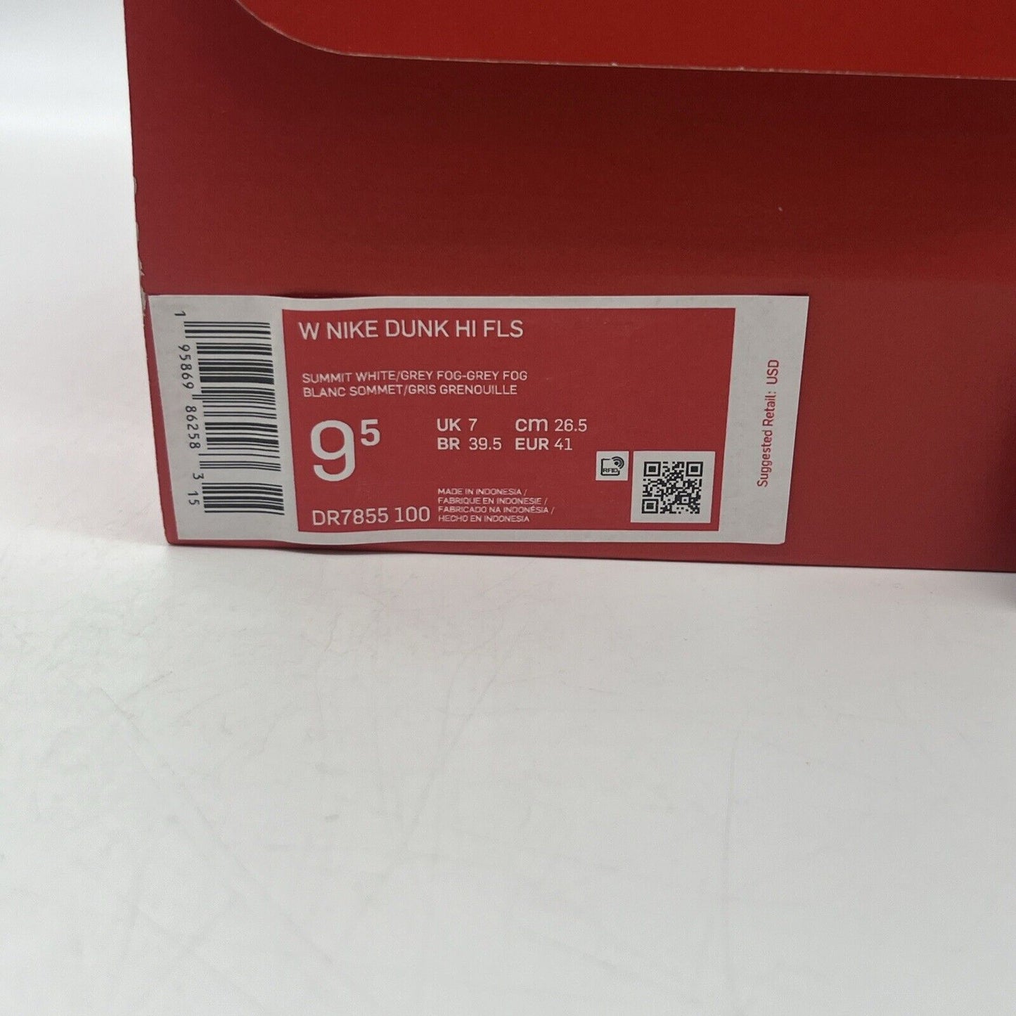 Size 9.5 - Wmns Nike Dunk High FLS Brand New Og All White Grey