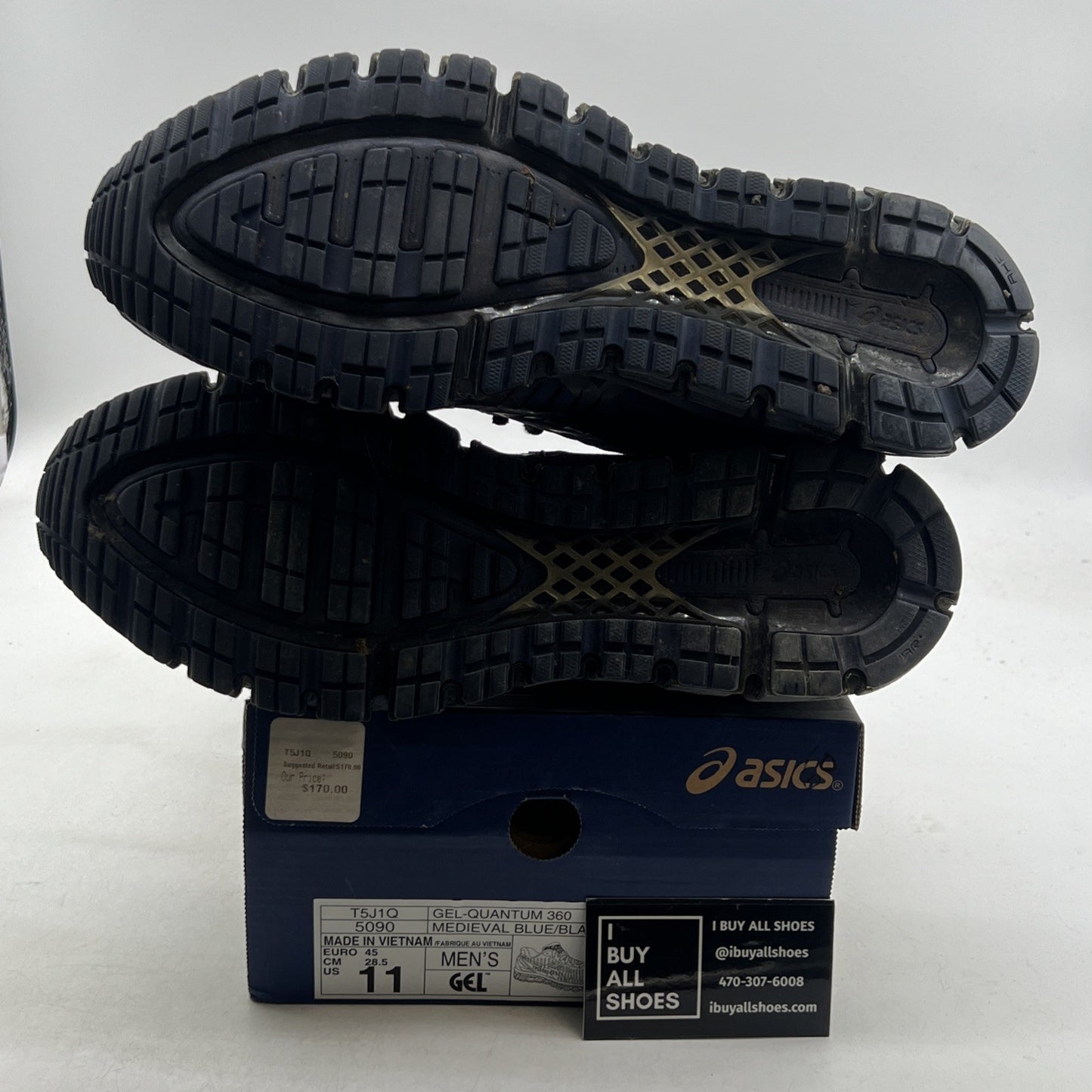 Size 11 - ASICS Gel Quantum 360 Knit Running Shoes Navy Blue (T5J1Q-5090)