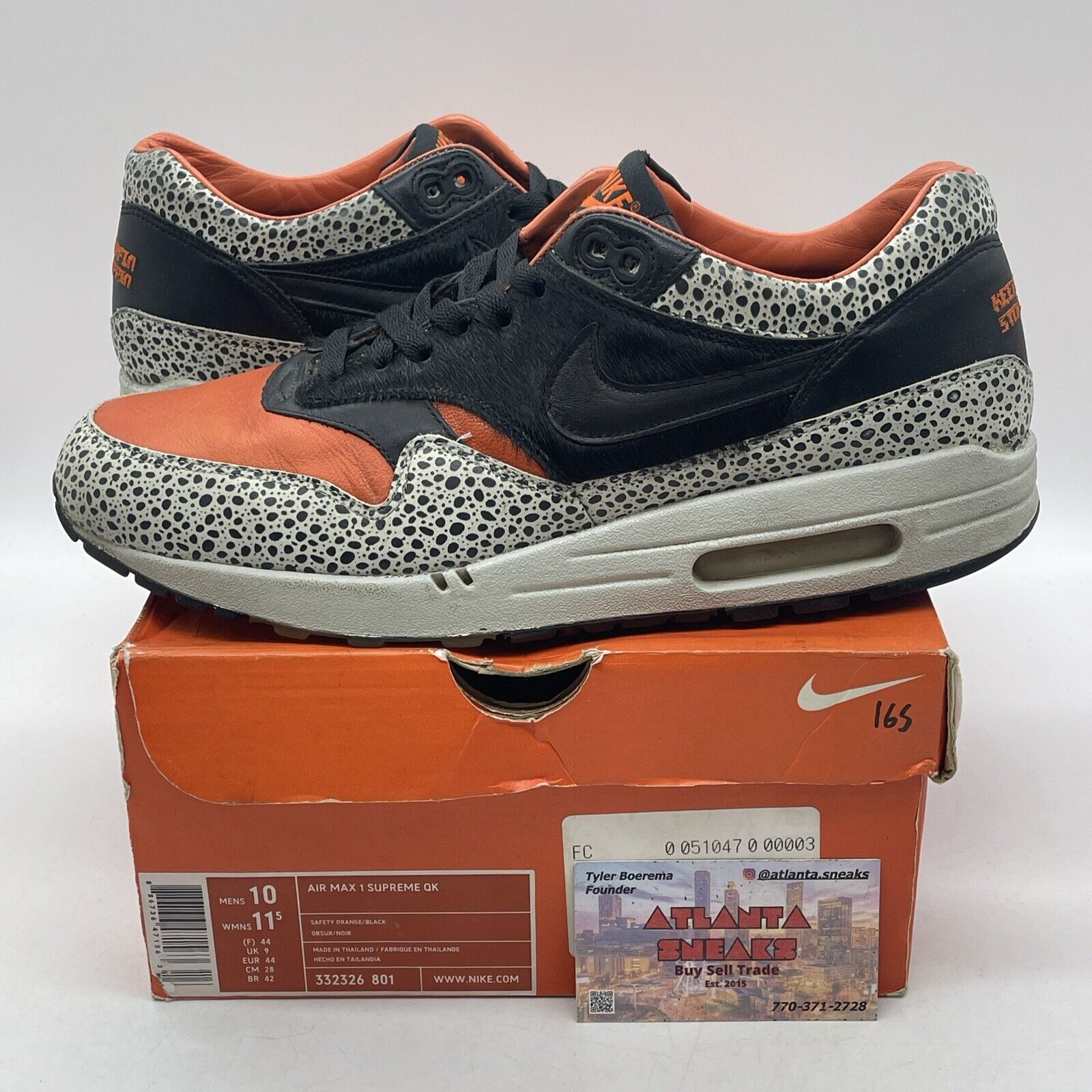 Size 10 - Nike Air Max 1 Supreme QK Keep Rippin Stop Slippin (332326-801)