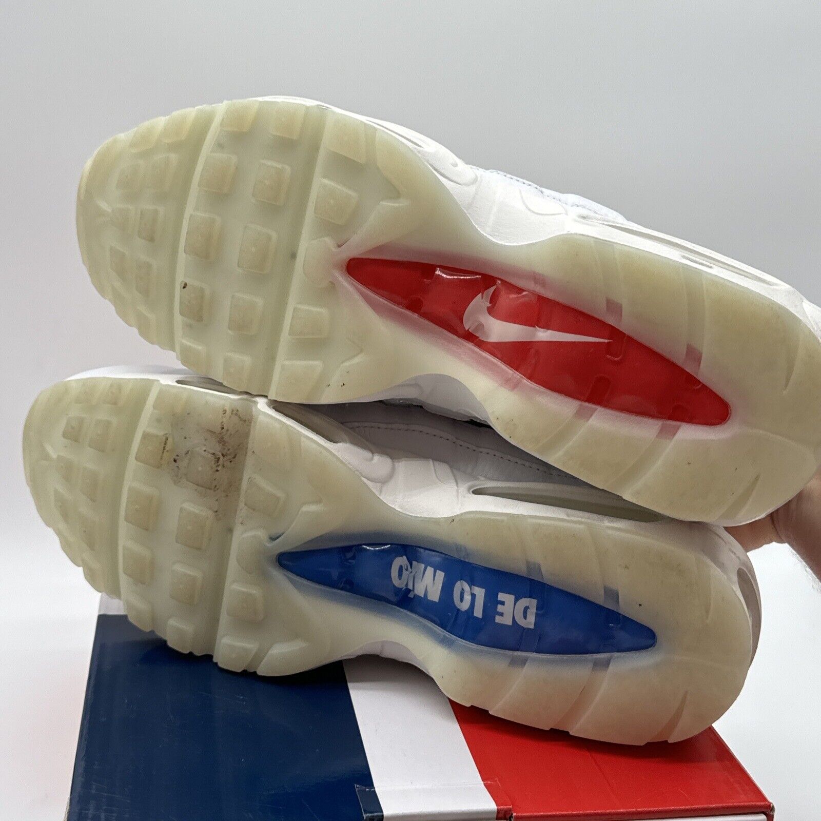Size 12 - Nike Air Max 95 De Lo Mio 2020 White Volt Blue Puerto Rico Home Roots