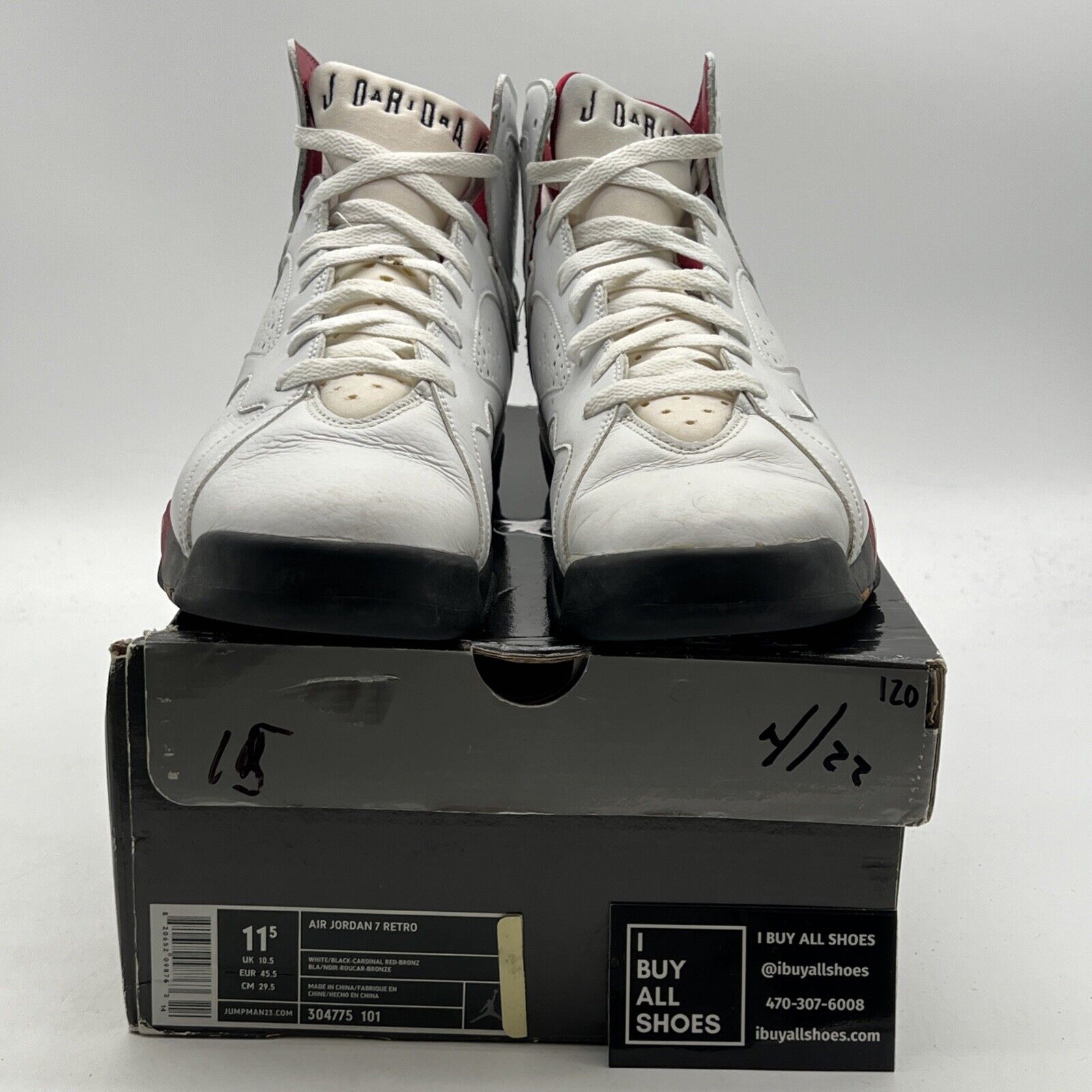 Size 11.5 - Air Jordan 7 Retro 2006 Cardinal (304775-101)