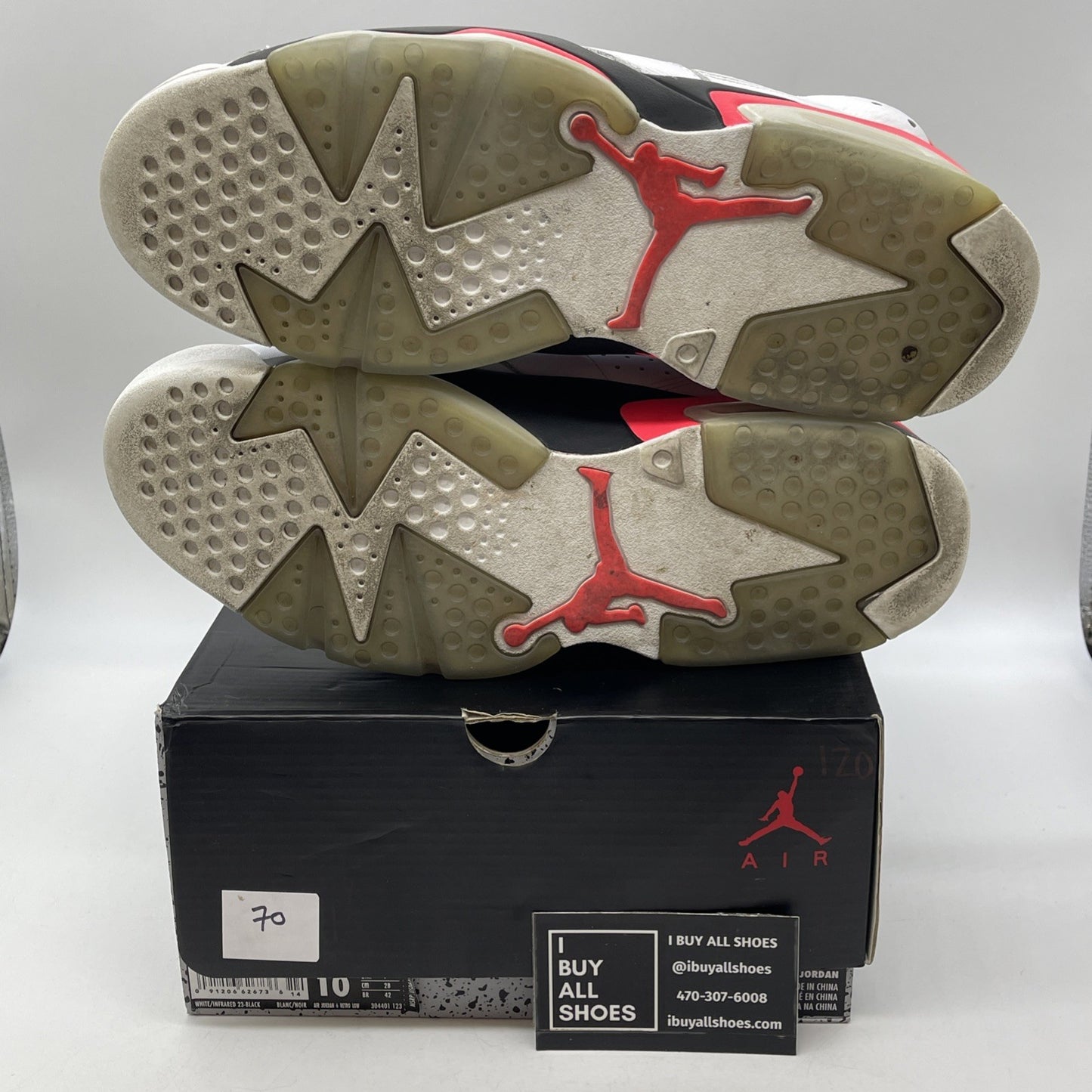 Size 10 - Air Jordan 6 Low White Infrared Black Leather (304401-123)
