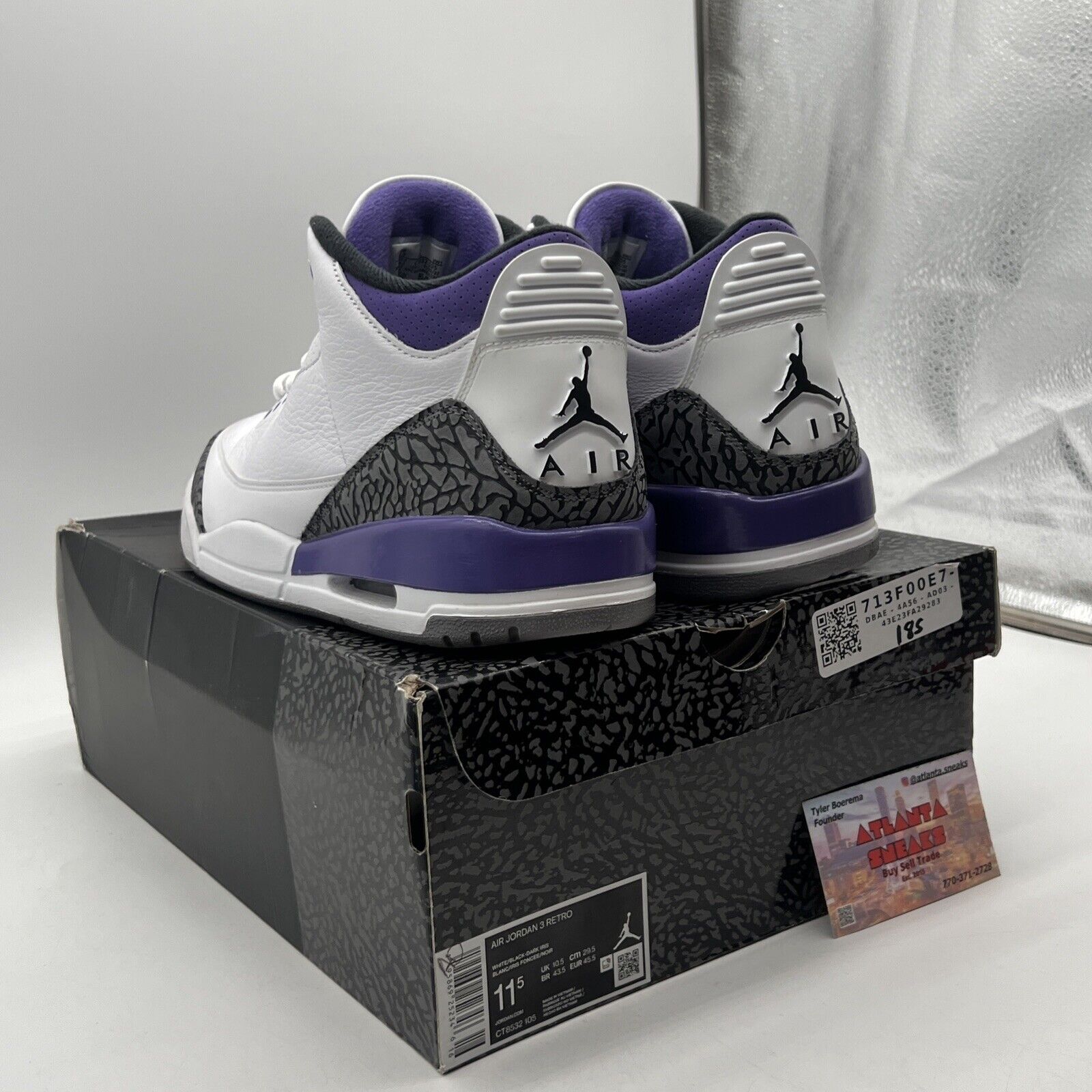 Size 11.5 - Jordan 3 Retro Mid Dark Iris White Black Grey Leather (CT8532-105)