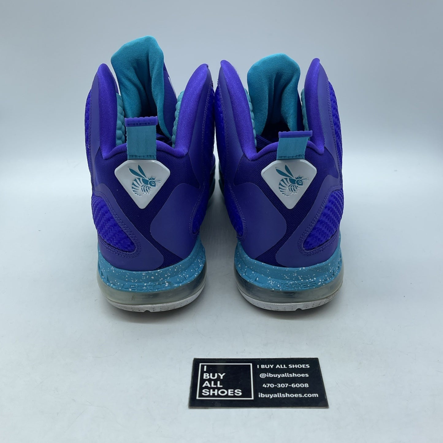 Size 13 - Nike LeBron 9 Summit Lake Hornets Purple Blue Leather (469764-500)