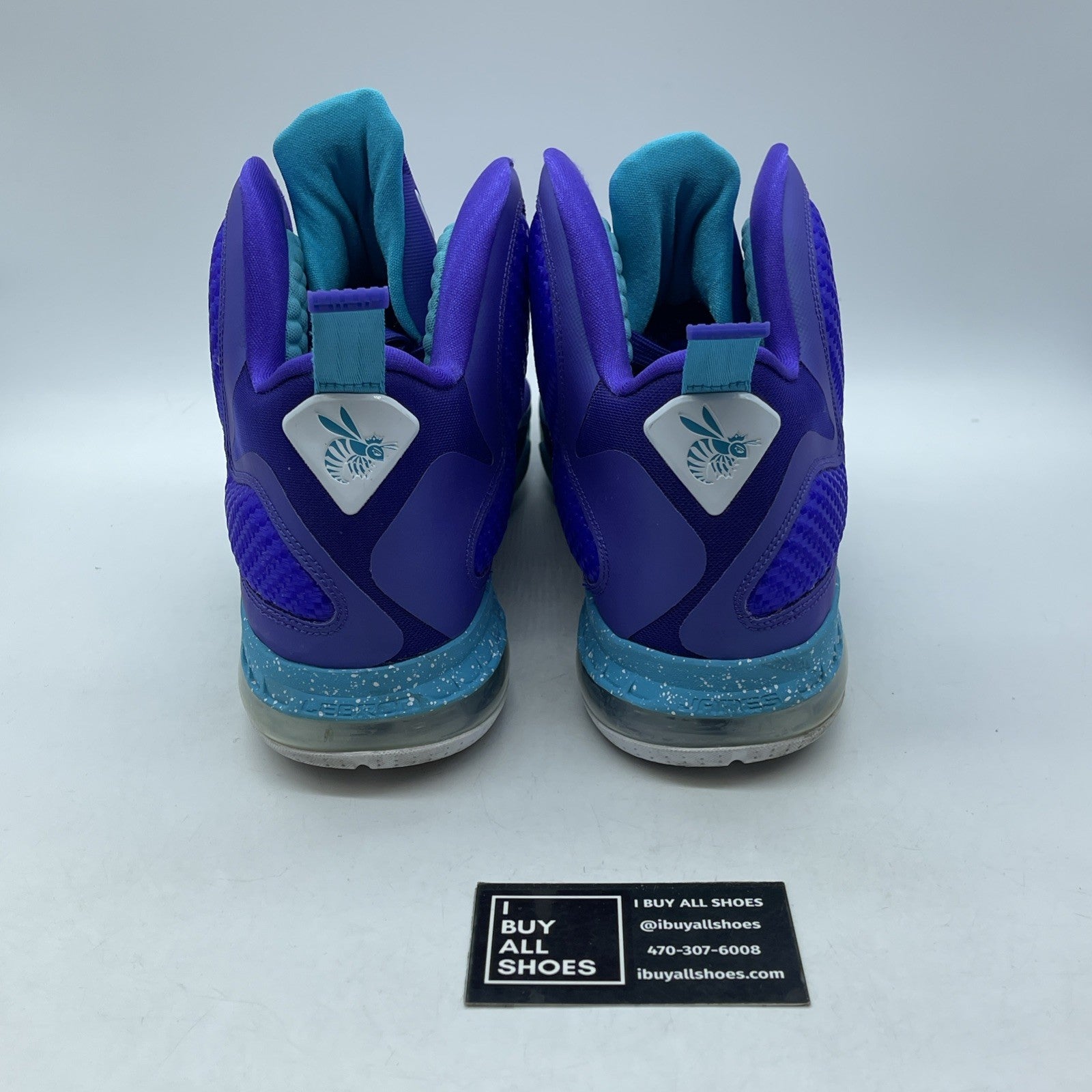 Size 13 - Nike LeBron 9 Summit Lake Hornets Purple Blue Leather (469764-500)