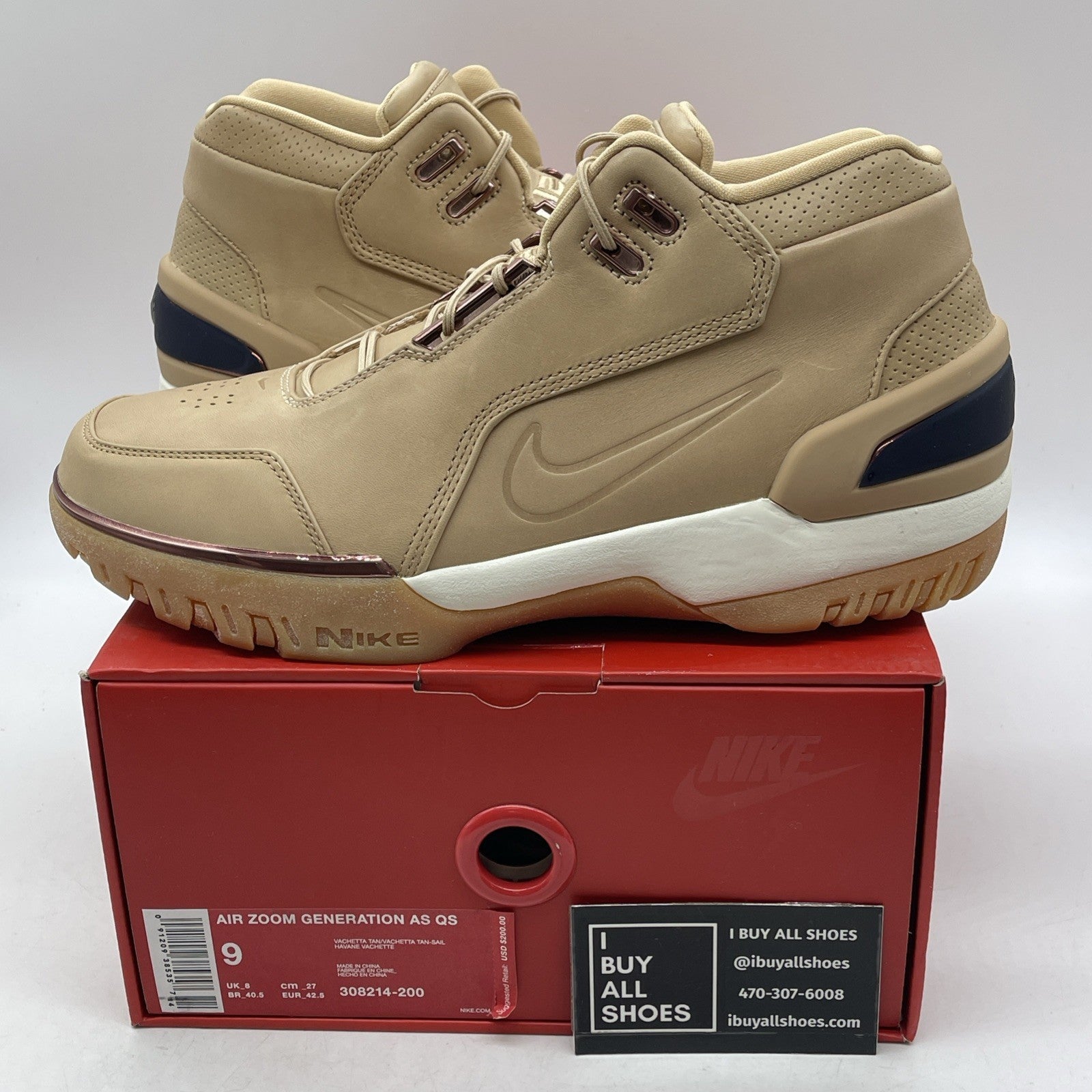 Size 9 - Nike Air Zoom Generation QS All Star Vachetta Tan (308214-200)