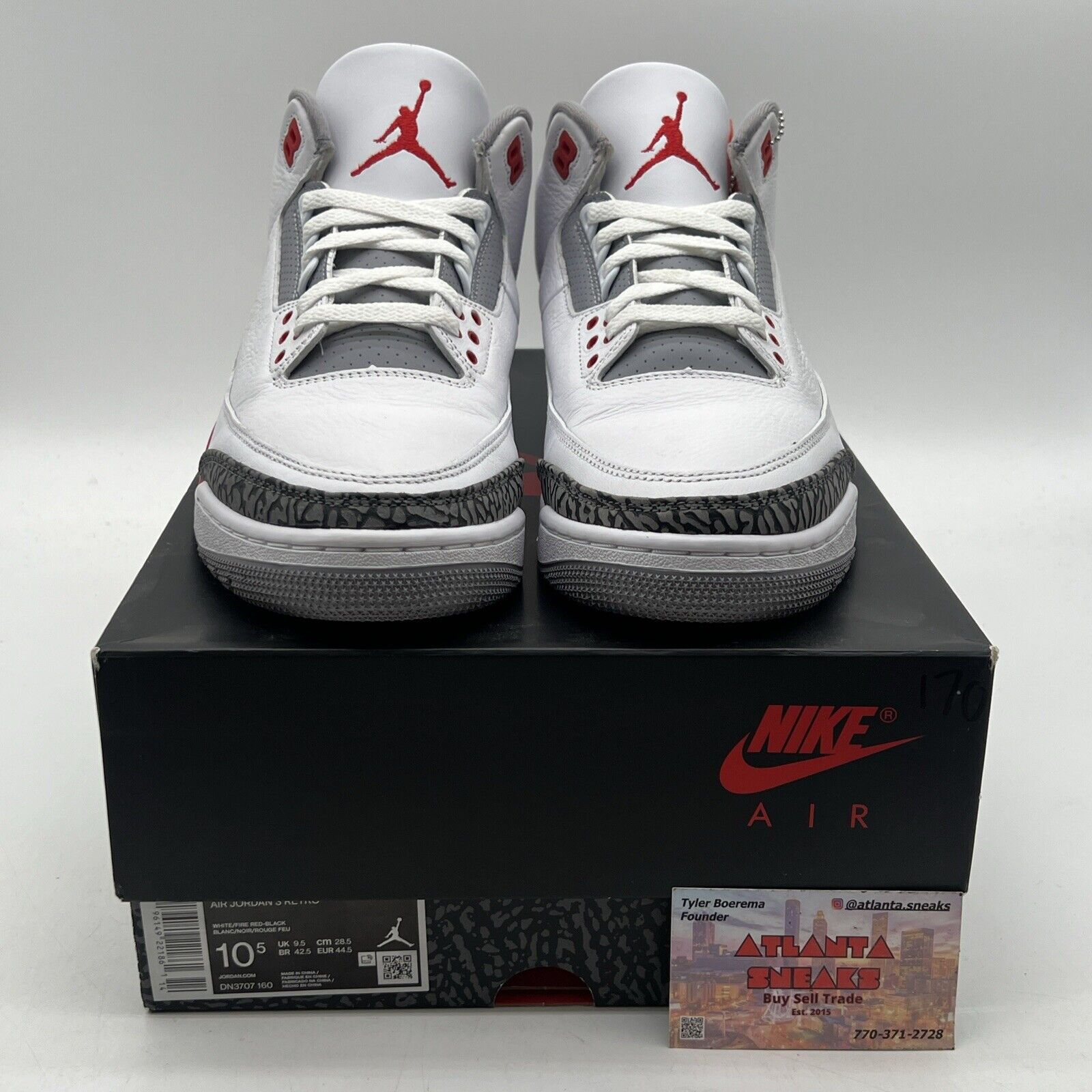 Size 10.5 - Jordan 3 Retro Mid Fire Red Black White Leather (DN3707-160)