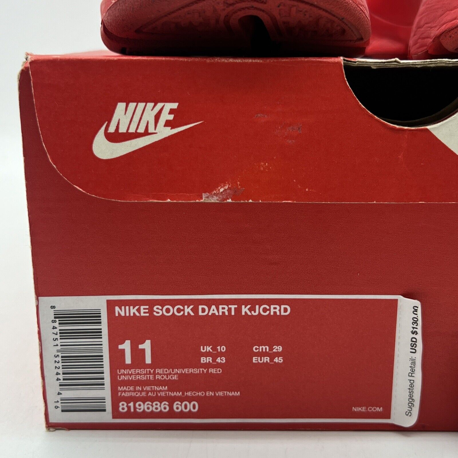 Size 11 - Nike Sock Dart Triple Red (819686-600)