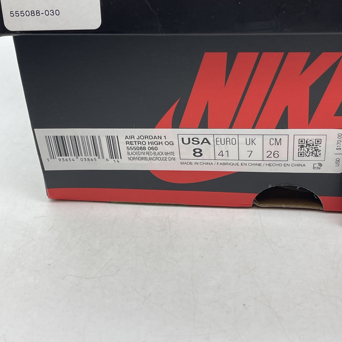 Size 8 - Air Jordan 1 Retro OG High Black Gym Red (555088-060)