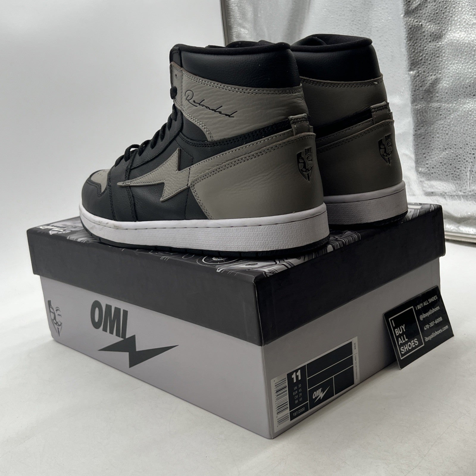 Size 11 - Kool Kiy Reeves Shadow Black and Gray Thunder Bolt