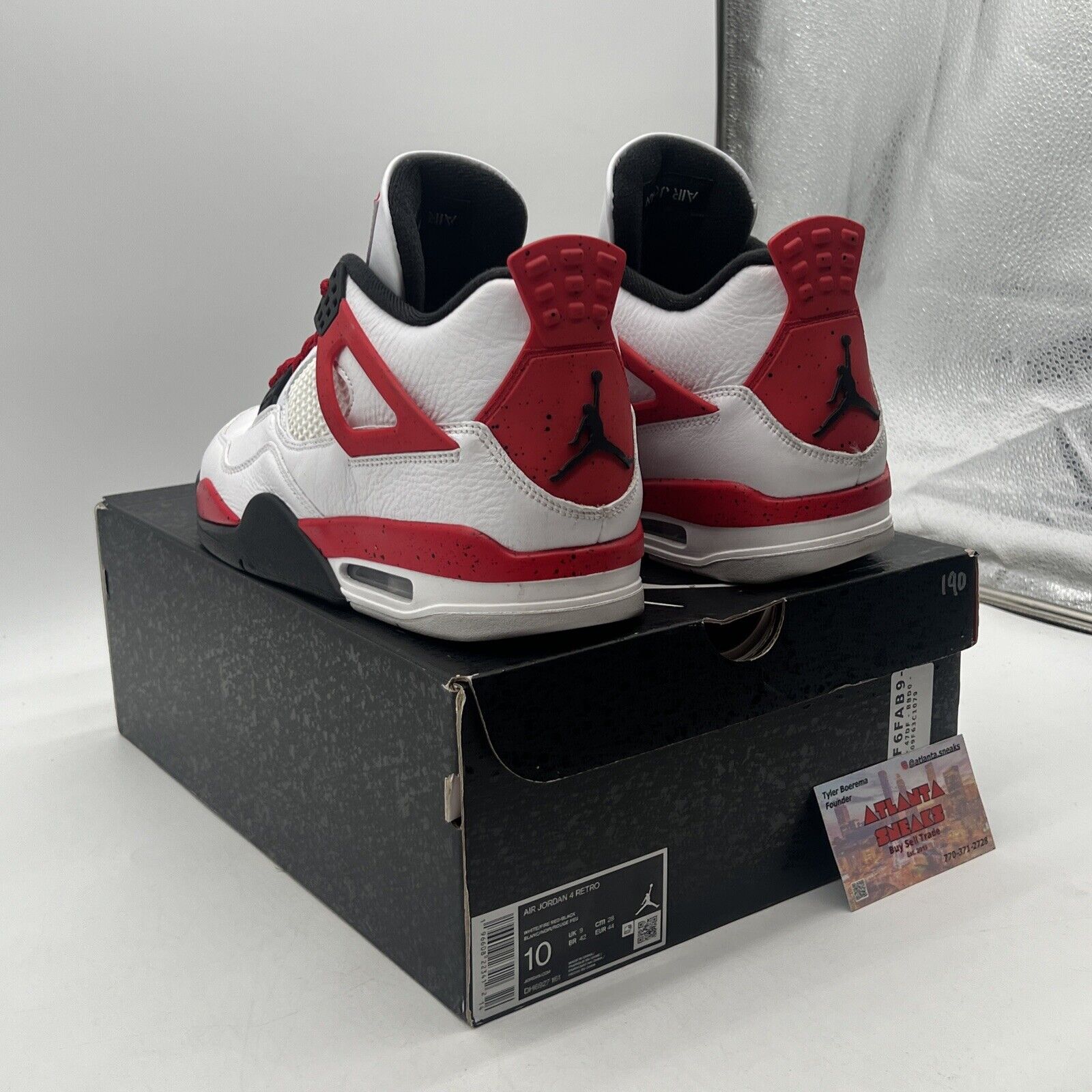 Size 10 - Jordan 4 Retro Mid Red Cement Black White Leather (DH6927-161)