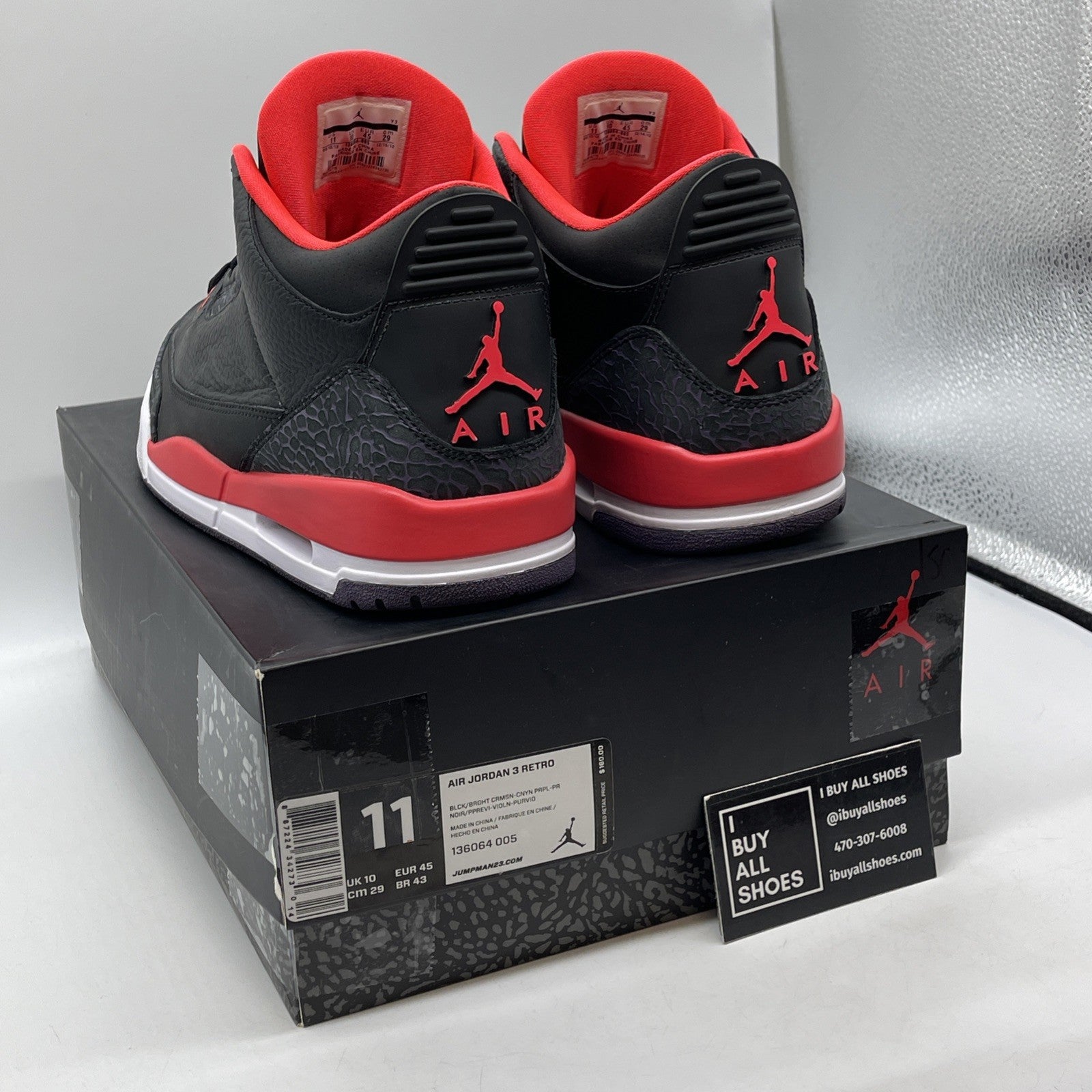 Size 11 - Air Jordan 3 Retro Crimson Black Pink Suede Leather (136064-005)