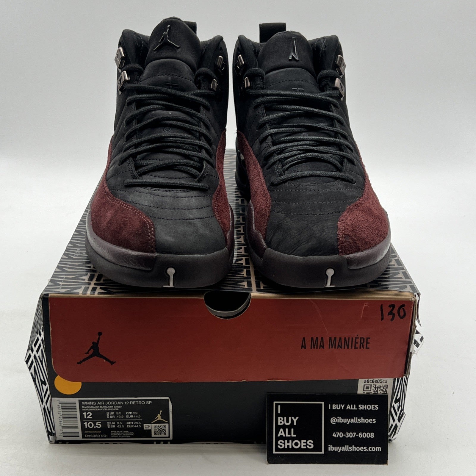 Size 12 - Air Jordan 12 Retro SP x A Ma Maniere Mid Black W (DV6989-001)