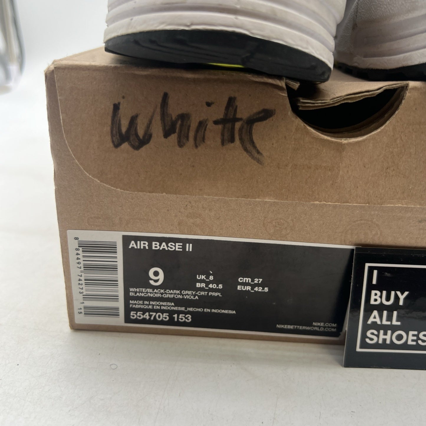 Size 9 - Nike Air Base 2 White Grey Court Purple (554705-153)