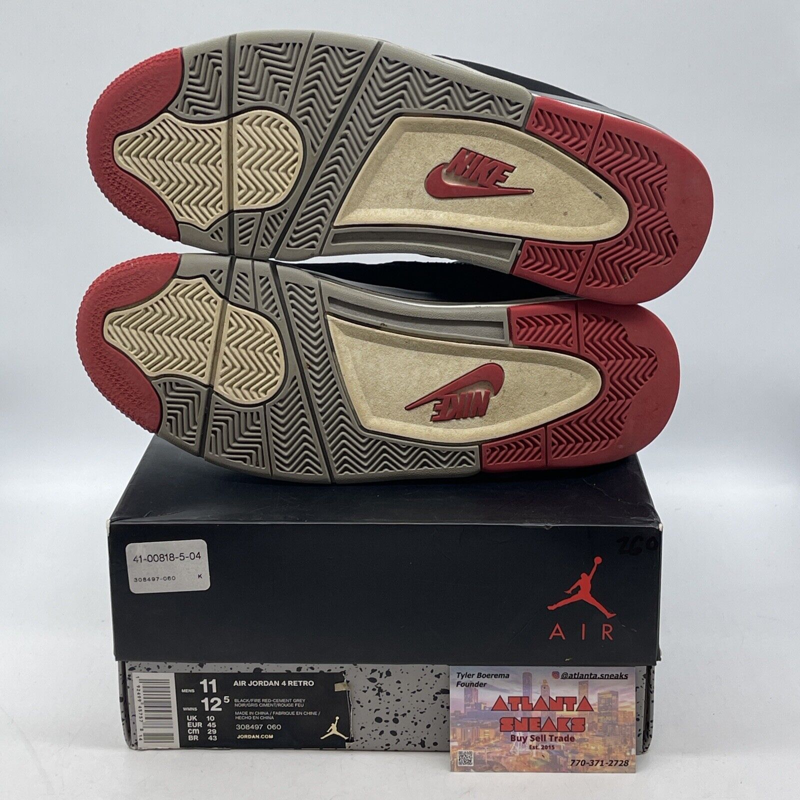 Size 11 - Air Jordan 4 Retro Bred Reimagined Black Grey Red Suede (308497-060)