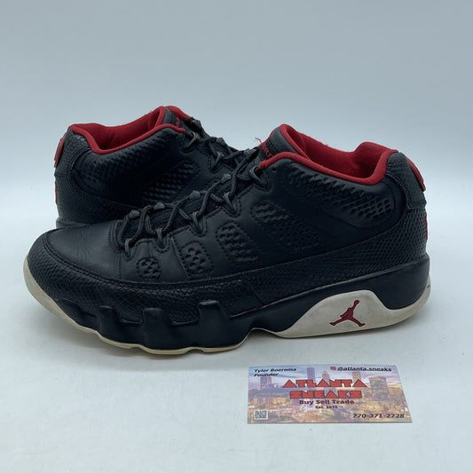 Size 7.5 - Air Jordan 9 Retro Low Snakeskin Black Red Suede Leather (832822-001)