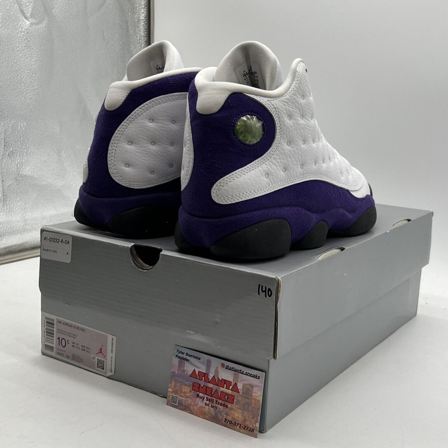 Size 10.5 - Air Jordan 13 Retro Lakers White Purple Leather (414571-105)