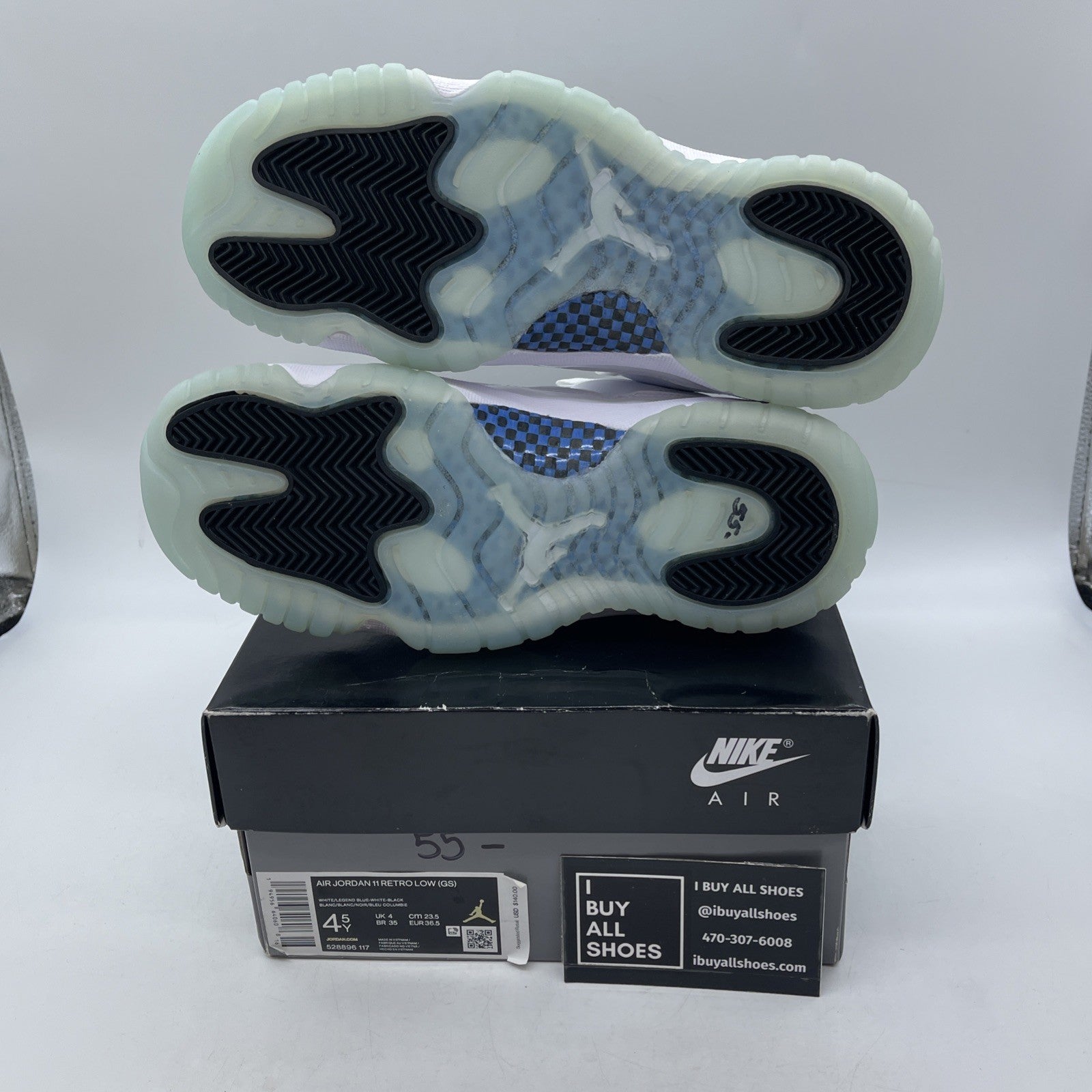 Size 4.5Y - Air Jordan 11 Retro Low Legend Blue (528896-117)