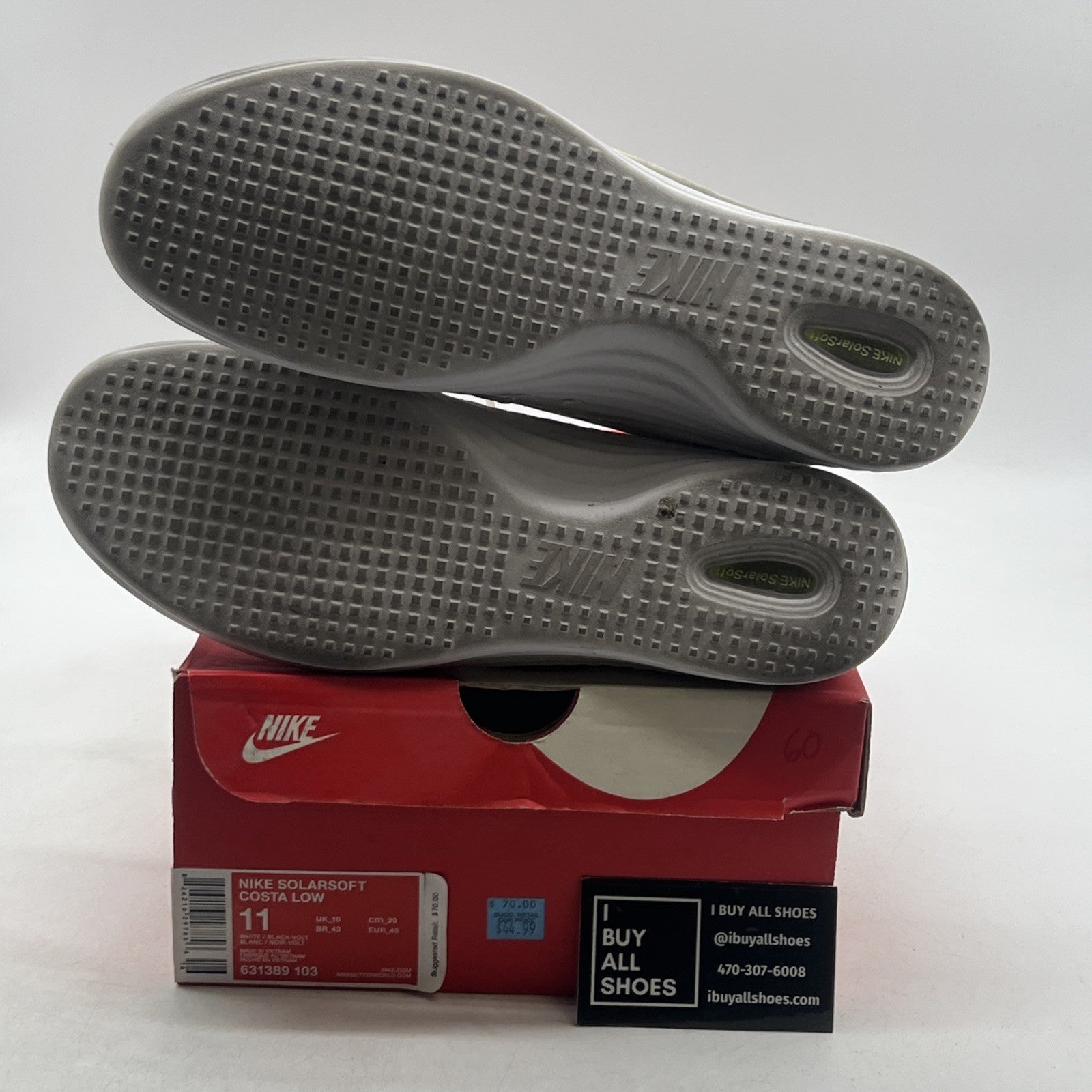 Size 11 - Nike SolarSoft Costa Low White Volt (631389-103)