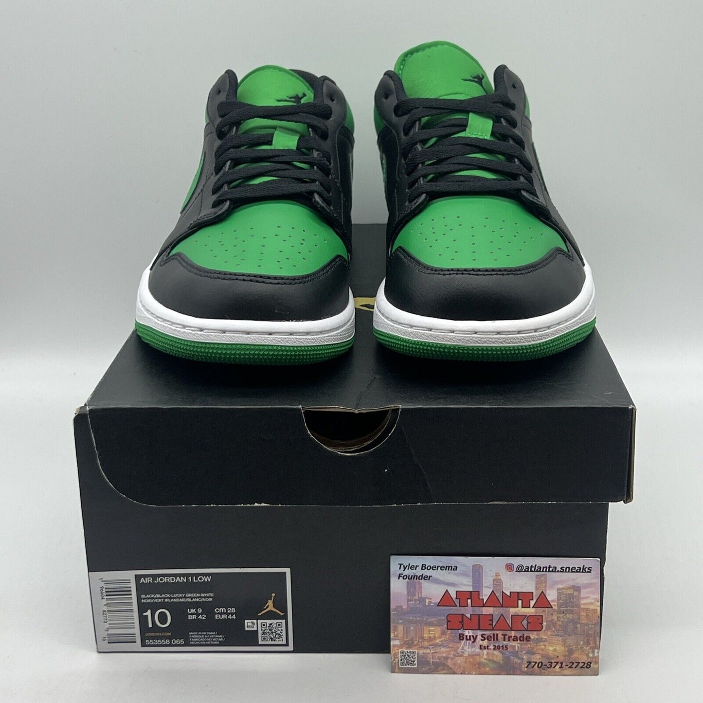 Size 10 - Jordan 1 Low Black Lucky Green Brand New Og All