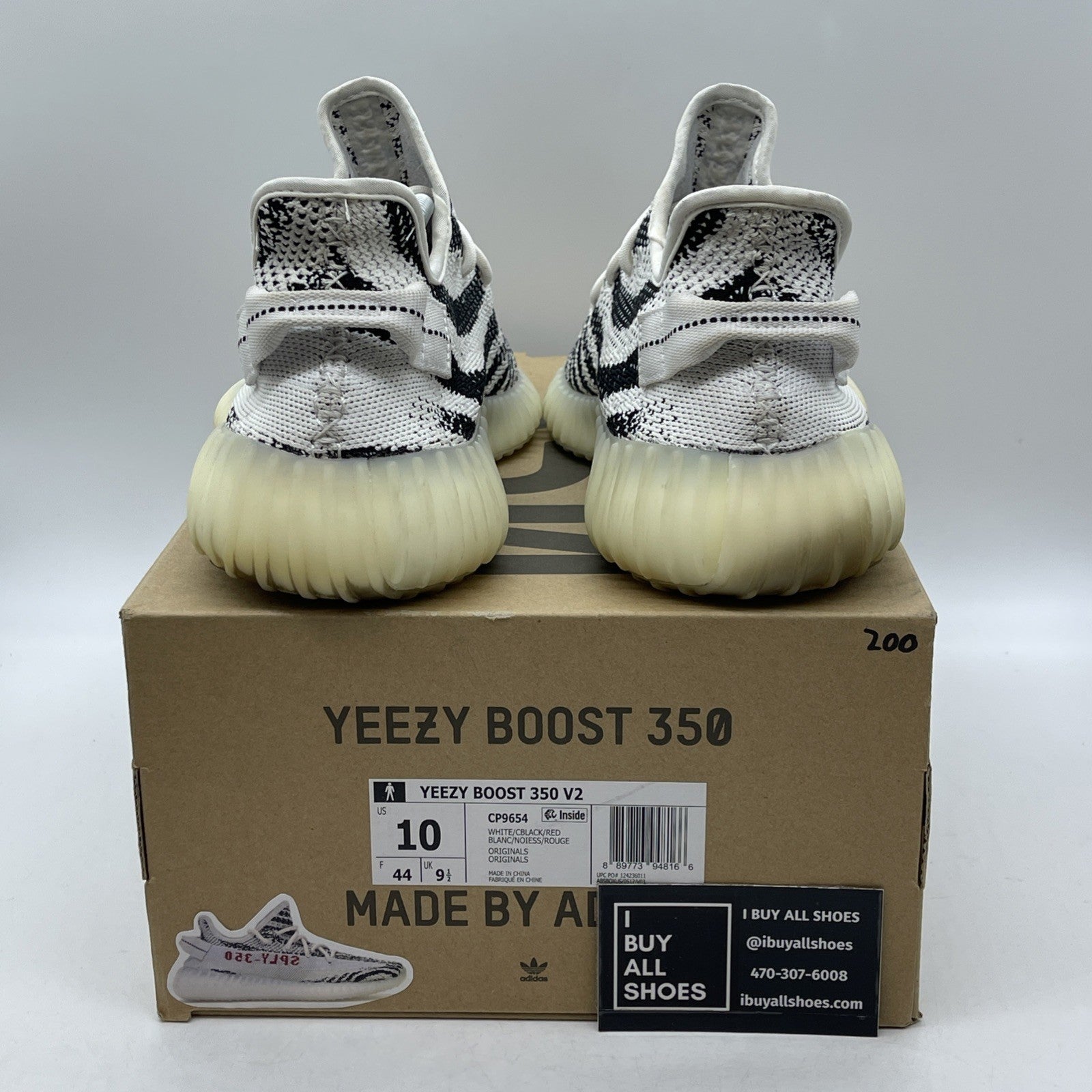 Size 10 - adidas Yeezy Boost 350 V2 Low Zebra White Black Suede (CP9654)