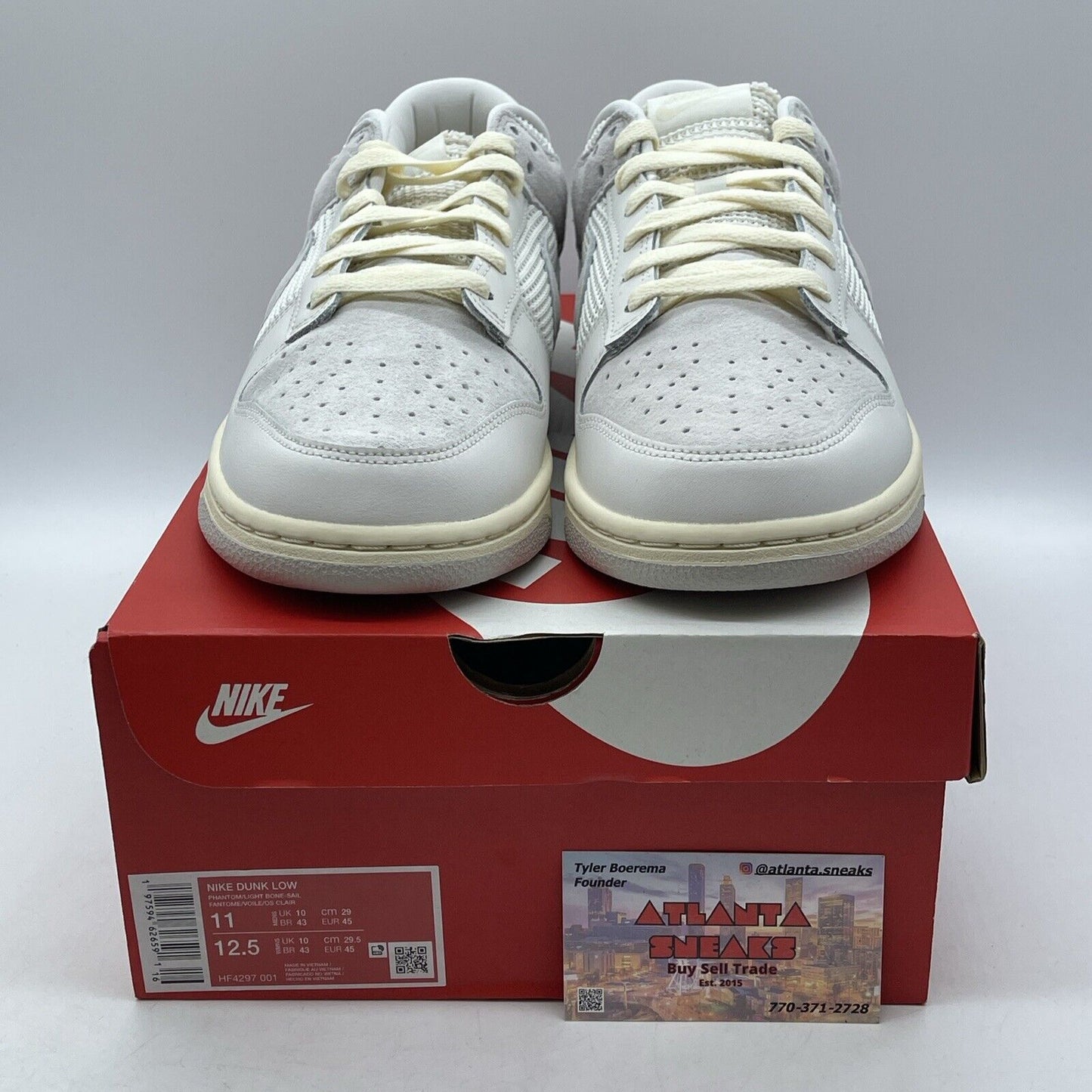 Size 11 - Nike Dunk Low Phantom Grey White Suede Leather (HF4297-001)