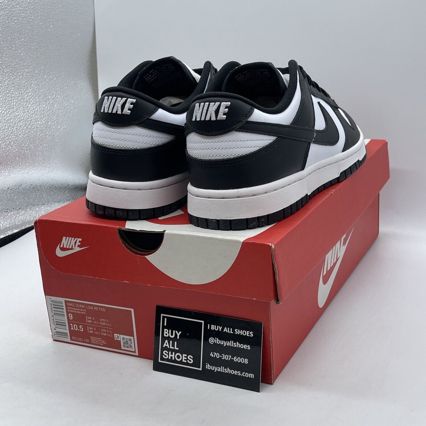 Size 9.5 - Nike Dunk Low Black White Leather Suede (DD1391-100)