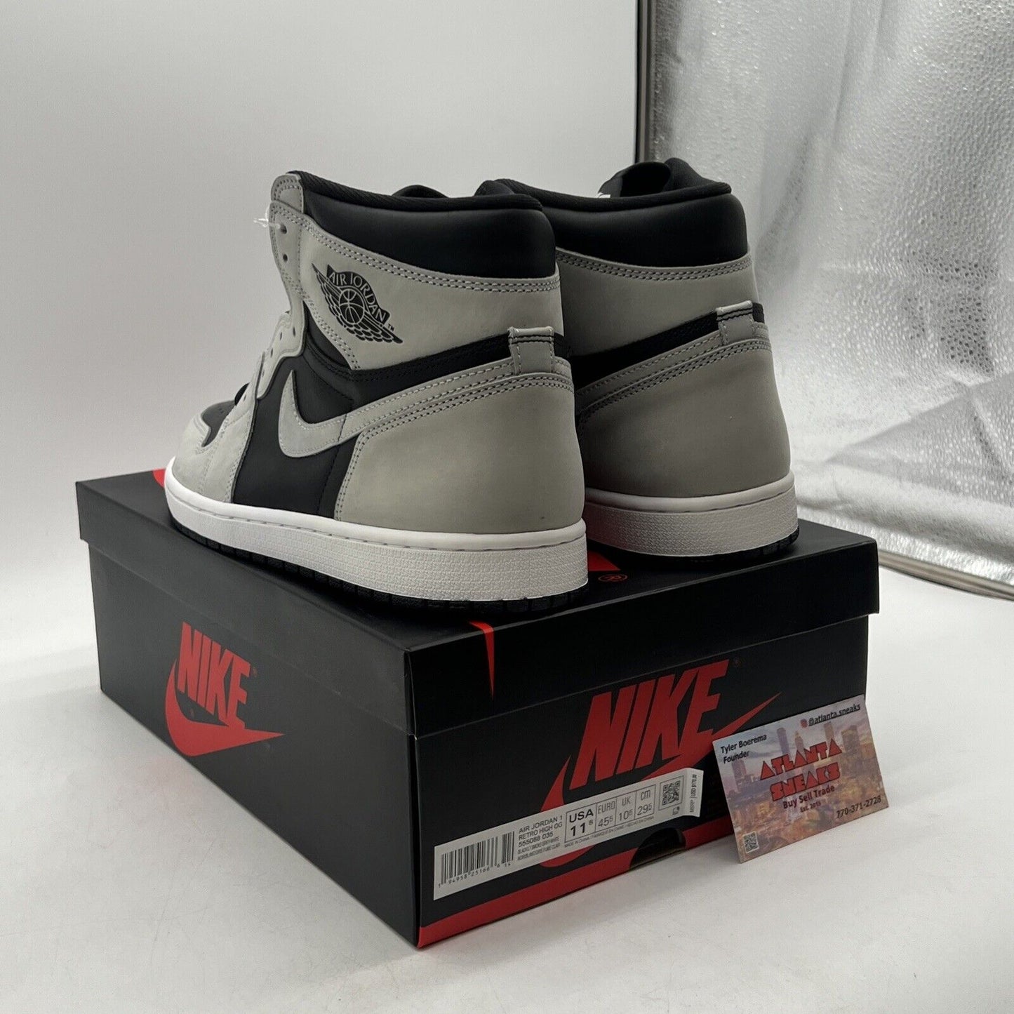 Size 11.5 - Jordan 1 Retro OG High Shadow 2.0 Black White Suede (555088-035)