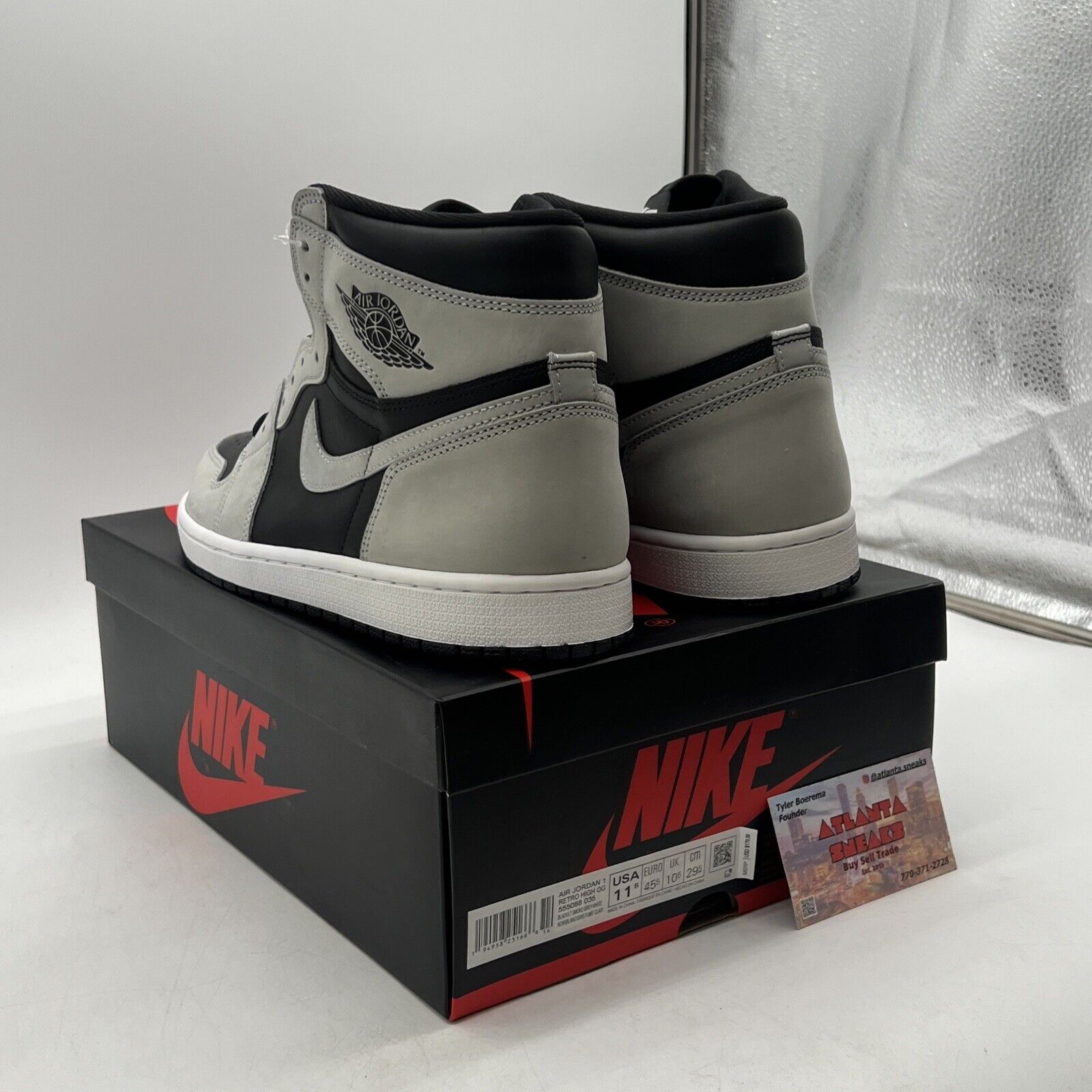 Size 11.5 - Jordan 1 Retro OG High Shadow 2.0 Black White Suede (555088-035)