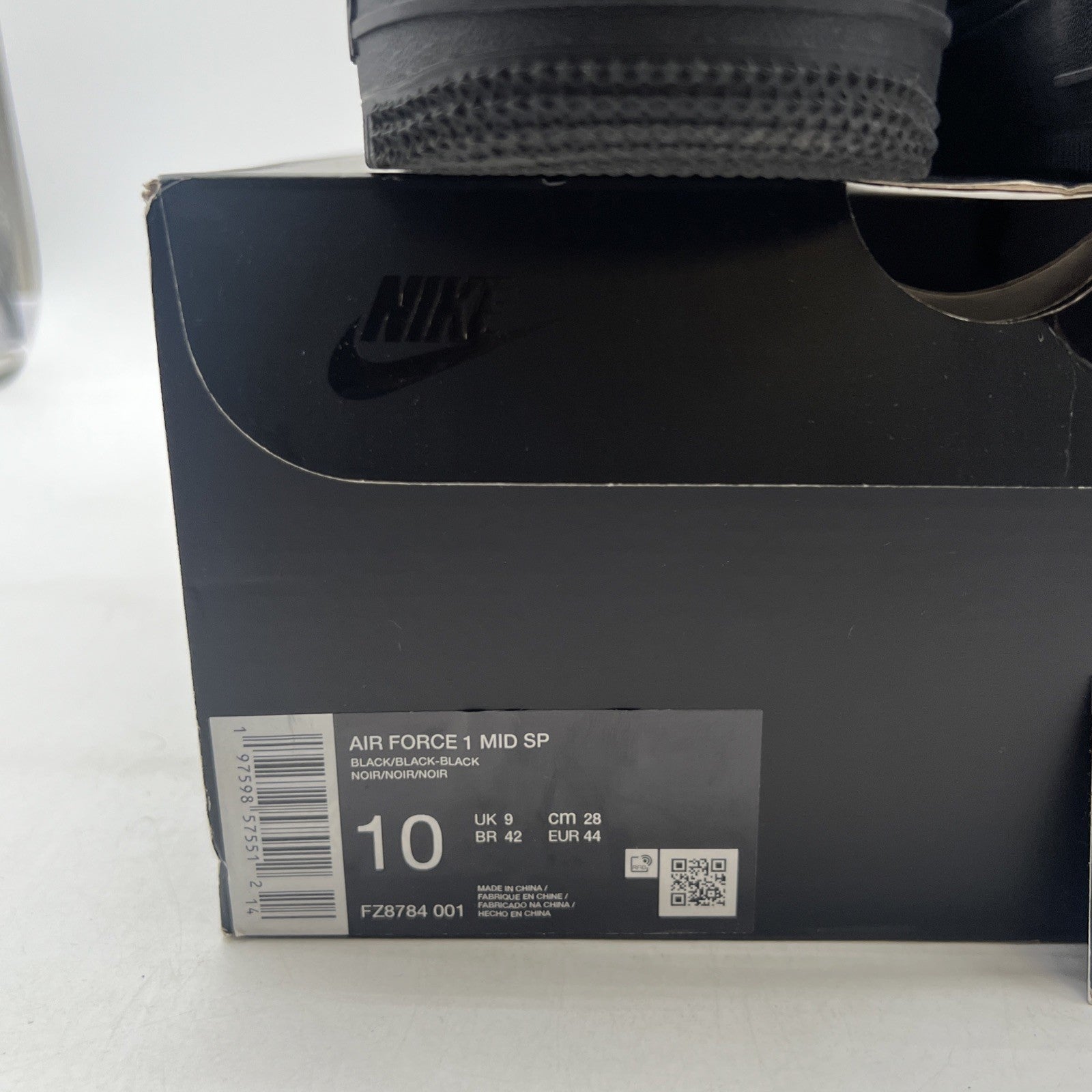 Size 10 - Nike Supreme x Air Force 1 Mid Box Logo - Triple Black (FZ8784-001)
