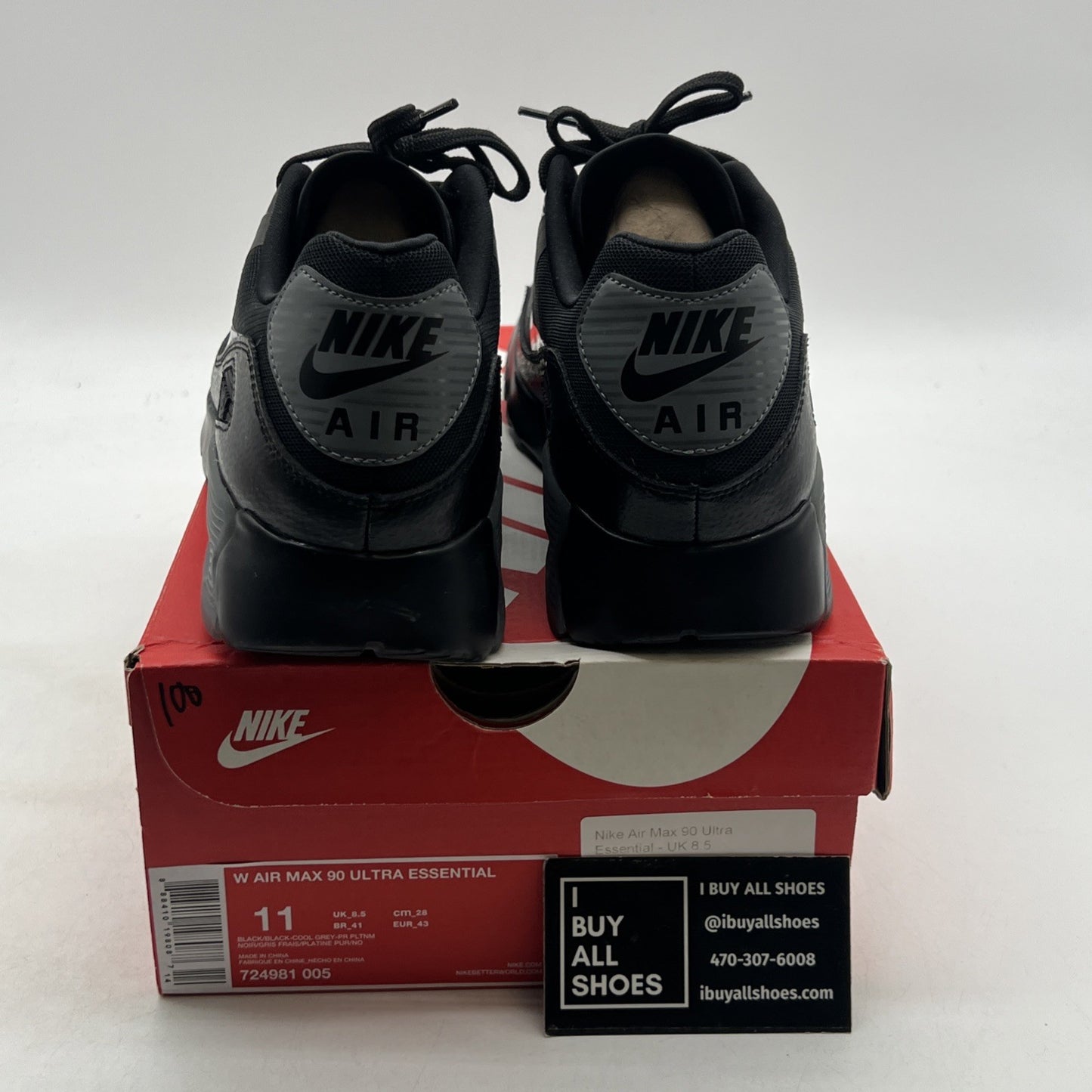 Size 11 - Nike Air Max 90 Ultra Essential Black Cool Grey W (724981-005)