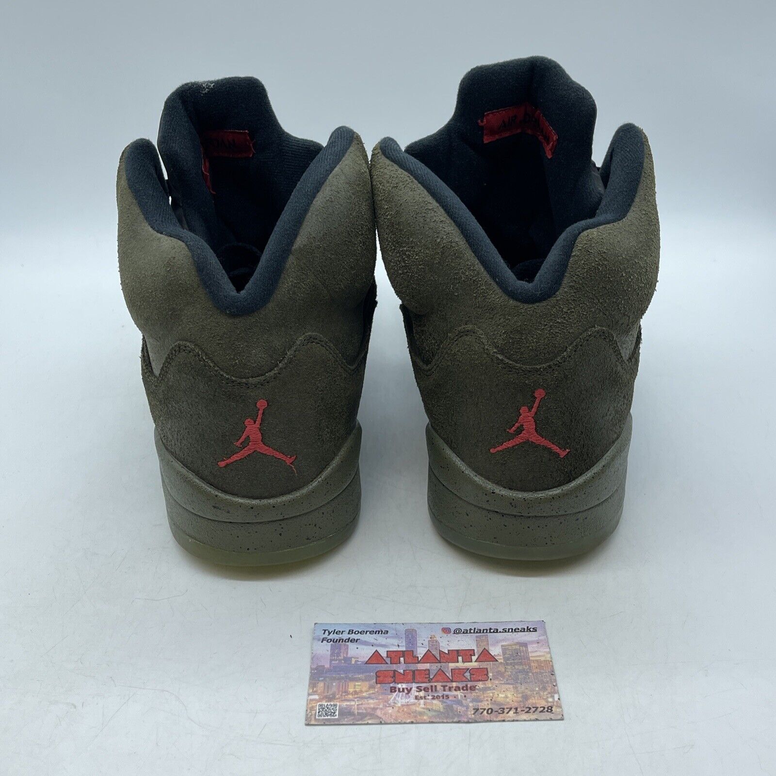 Size 11 - Air Jordan 5 Retro Fear Olive Green Red Black Suede (626971-350)