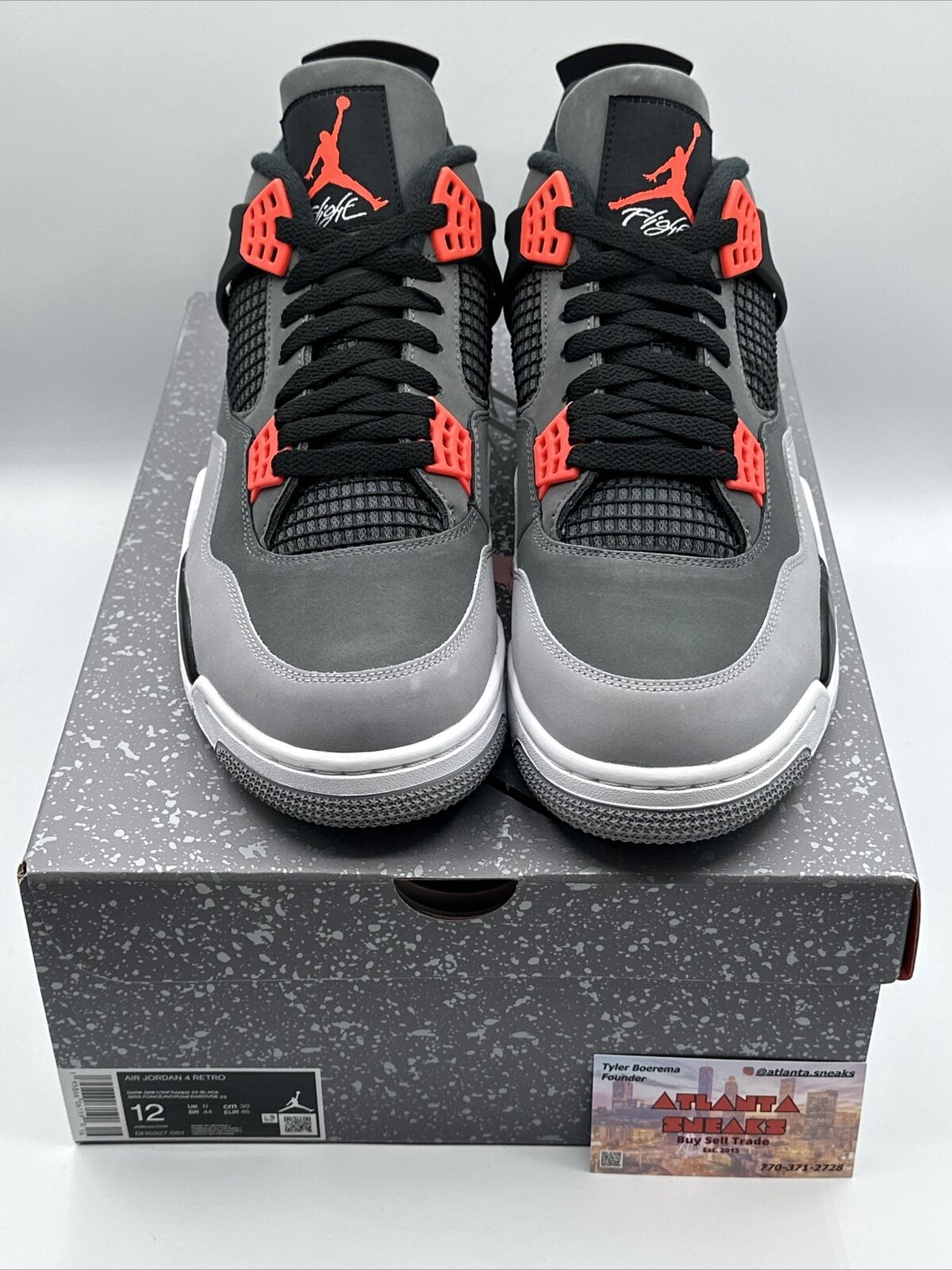 Size 12 - Jordan 4 Infrared Grey Red White New OG All Suede Leather Rare Size Ds