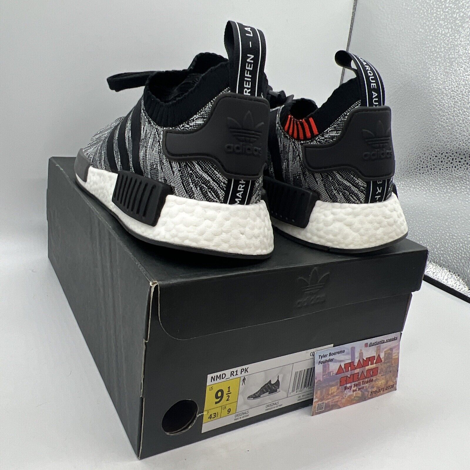 Size 9.5 - adidas NMD R1 Primeknit Black Glitch 2018 Brand New Og All