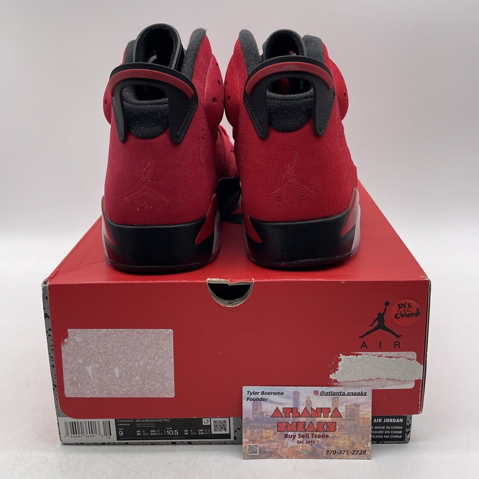 Size 9 - Air Jordan 6 Retro Toro Bravo Red Black White Suede (CT8529-600)