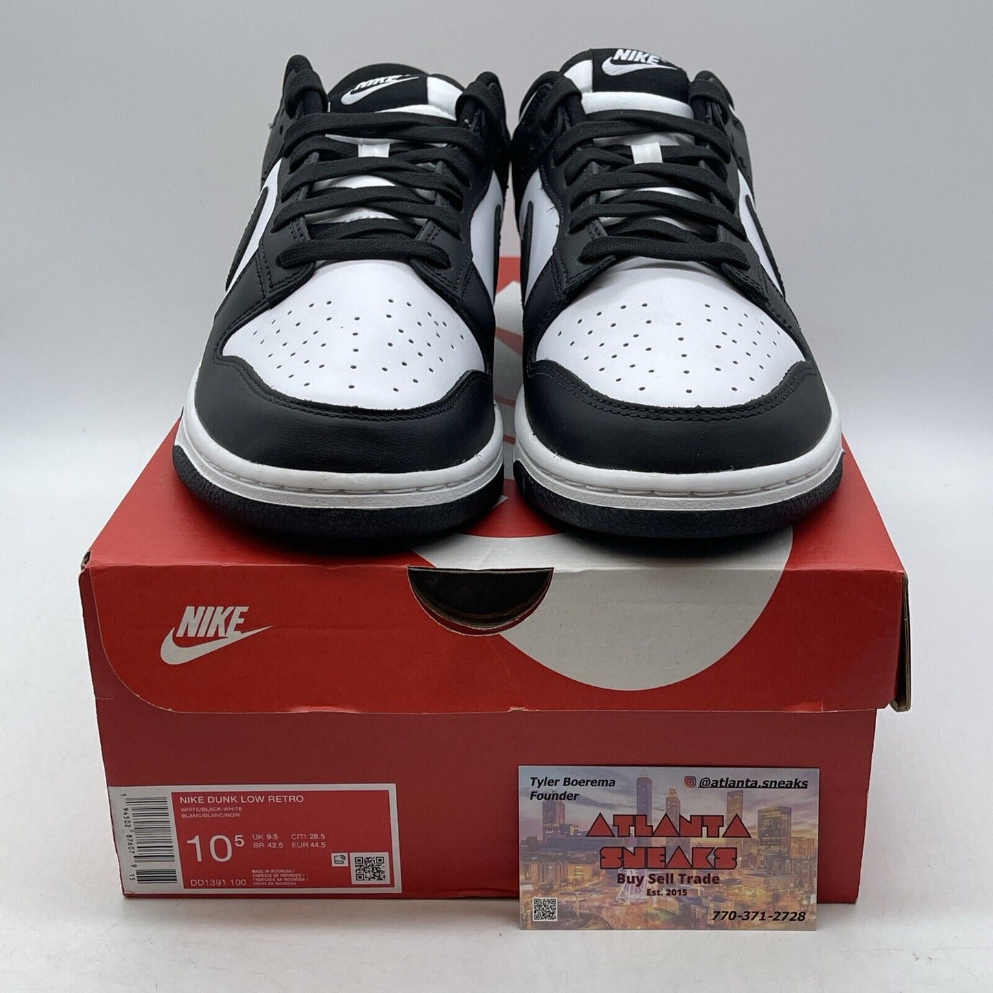 Size 10.5 - Nike Dunk Low Black White Leather (DD1391-100)