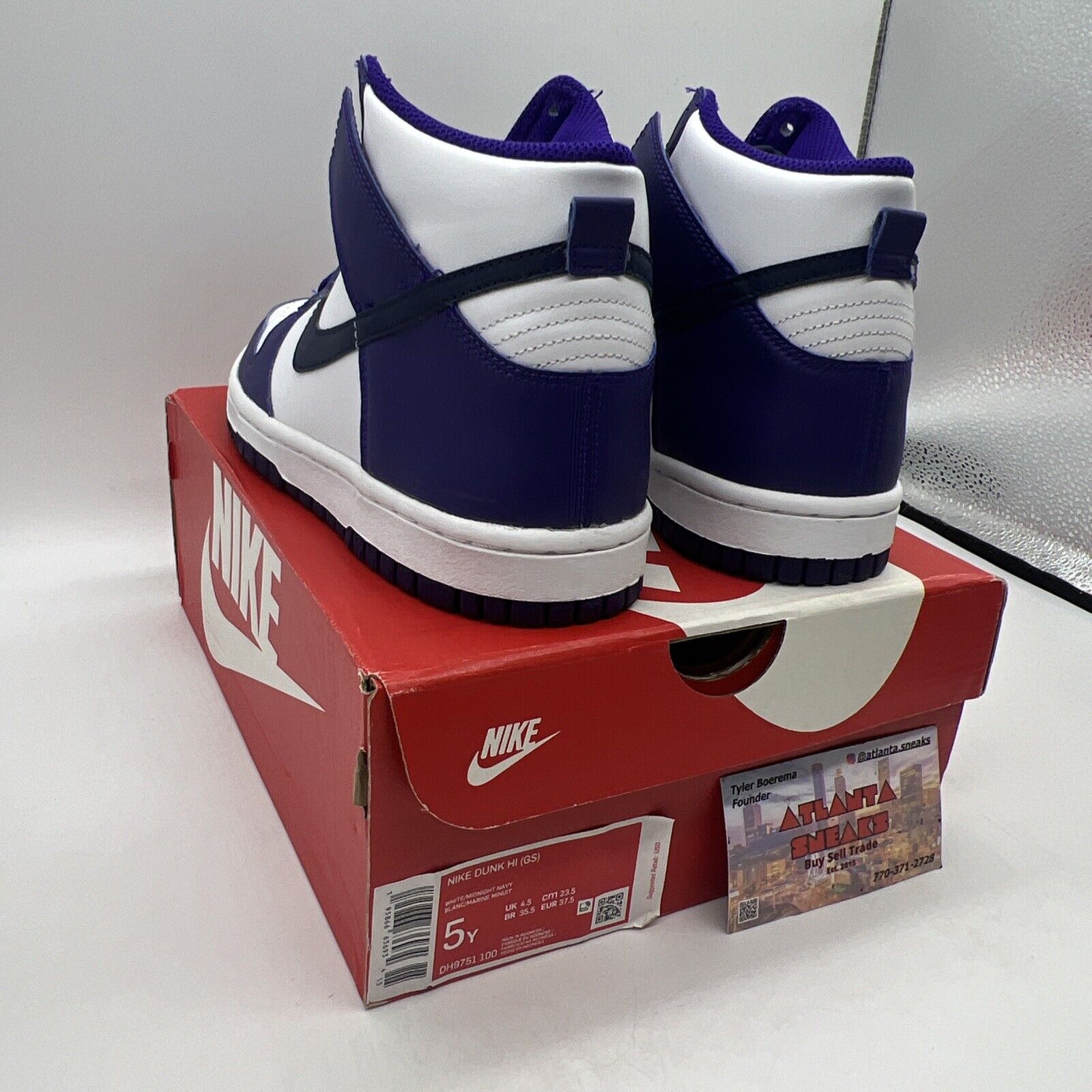 Size 5y - Nike Dunk High Retro ‘Electro Purple-Midnight Navy-White’ Brand New