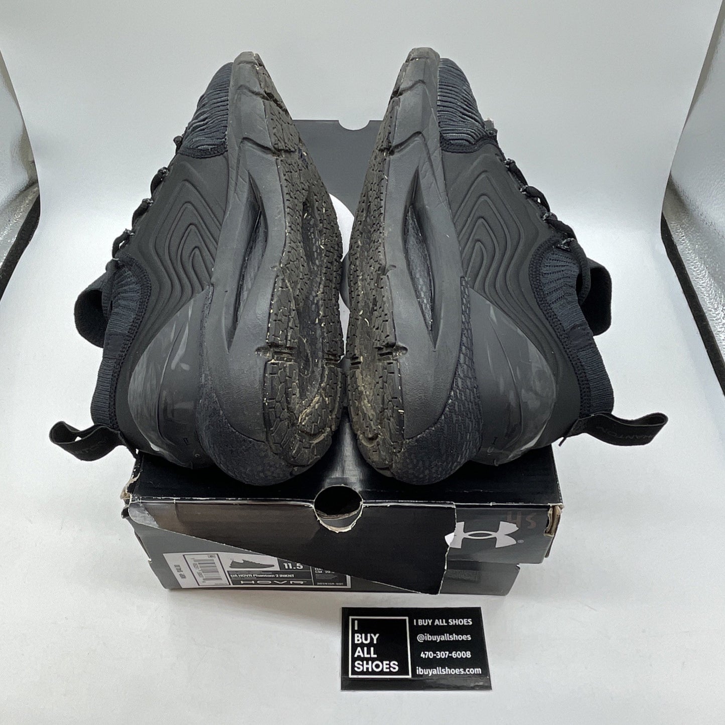 Size 11.5 - Under Armour HOVR Phantom 2 IntelliKnit Black Suede (3024154-001)